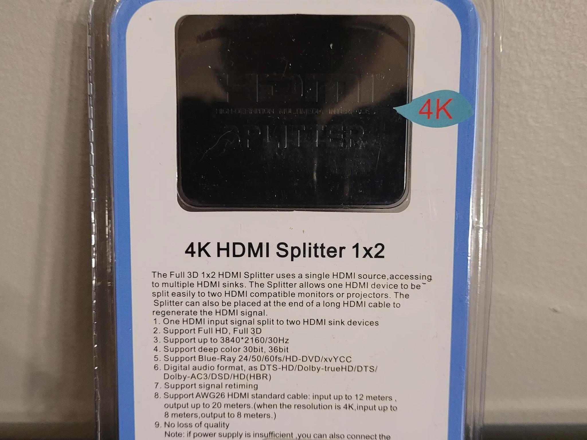 4K HDMI Splitter 1x2