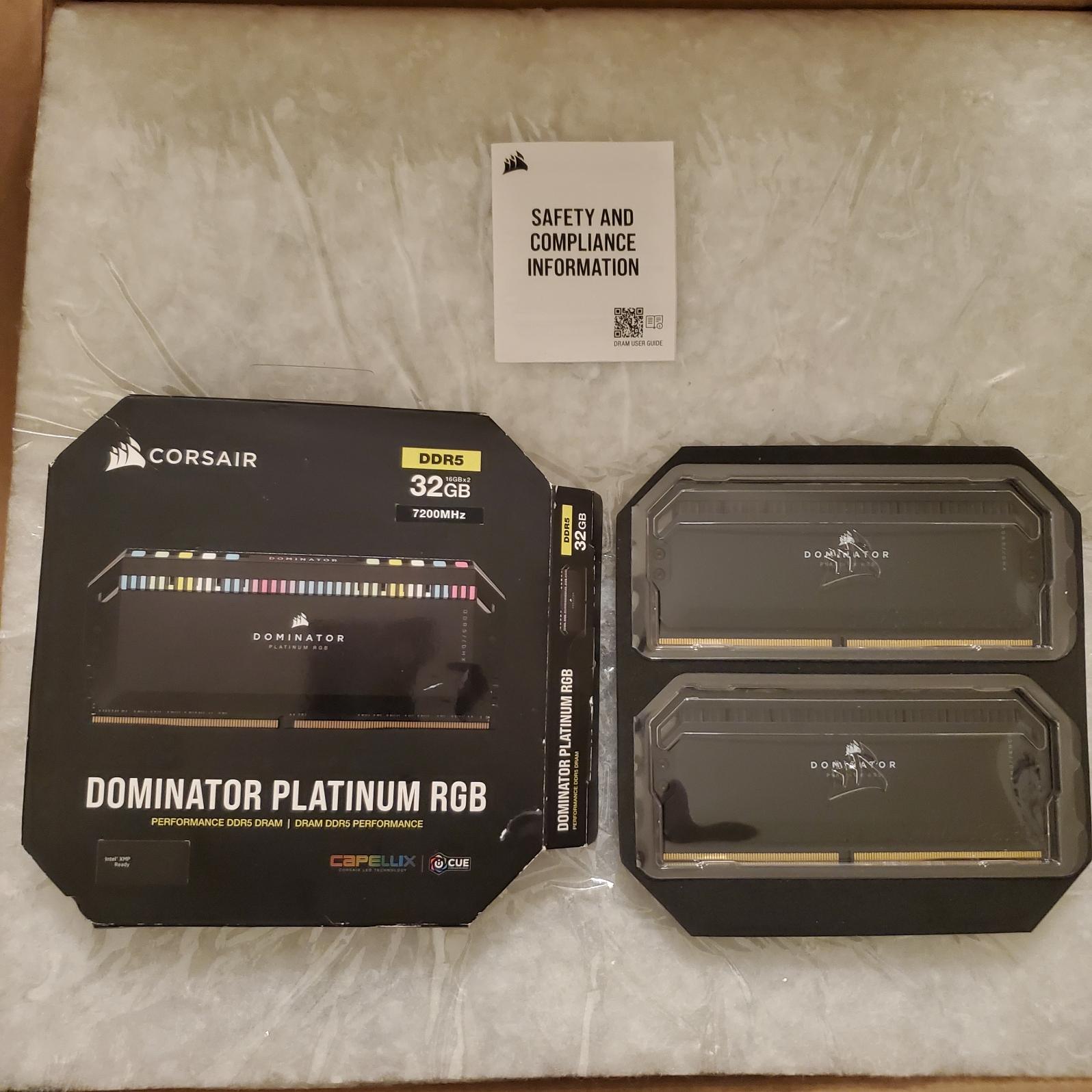 DOMINATOR® PLATINUM RGB 32GB (2x16GB) DDR5 DRAM 7200MT/s CL34