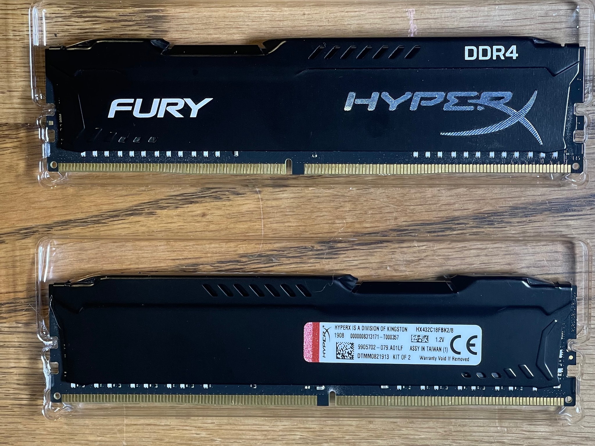 Kingston HyperX Fury 8GB 2x4GB DDR4 RAM, Black, Used