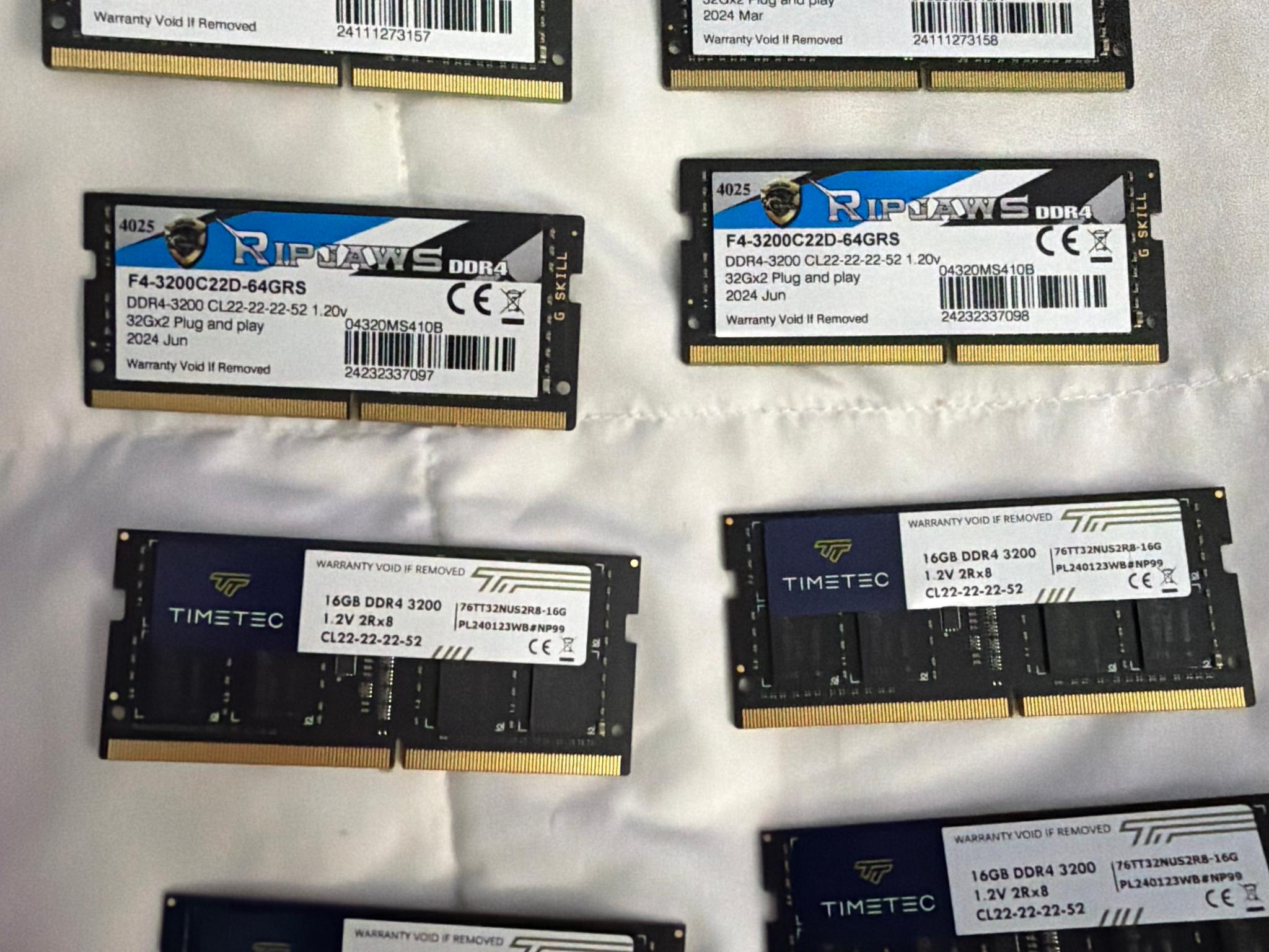 2x64GB Dual Channel Sodimm 2x 32GB Sodimm both DDR4 3200