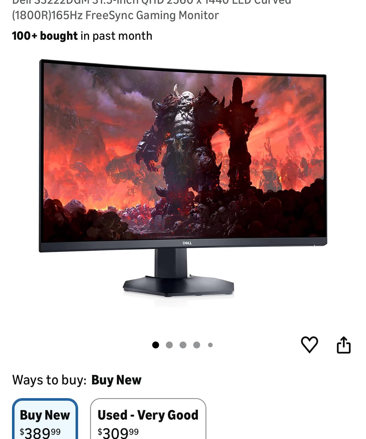 Dell 1440p 165hz Curved 32inch