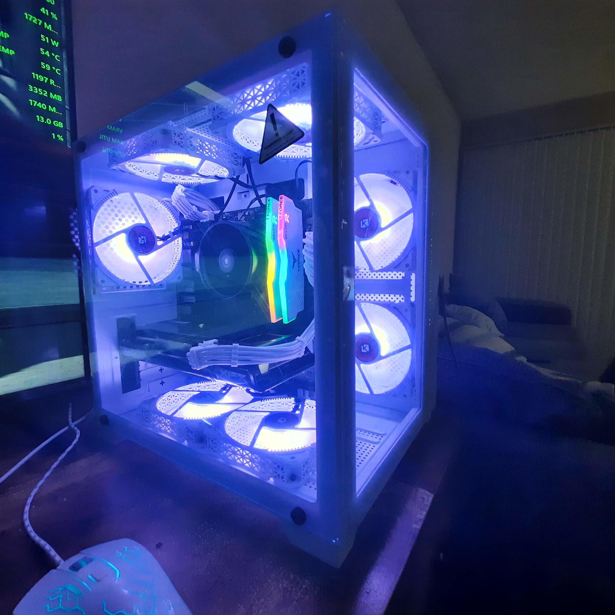 ✨Dream PC✨ All white Custom Build AMD Ryzen 5600X 6 core 12 threads 32 gb ram 1 tb ssd 7 120mm fans