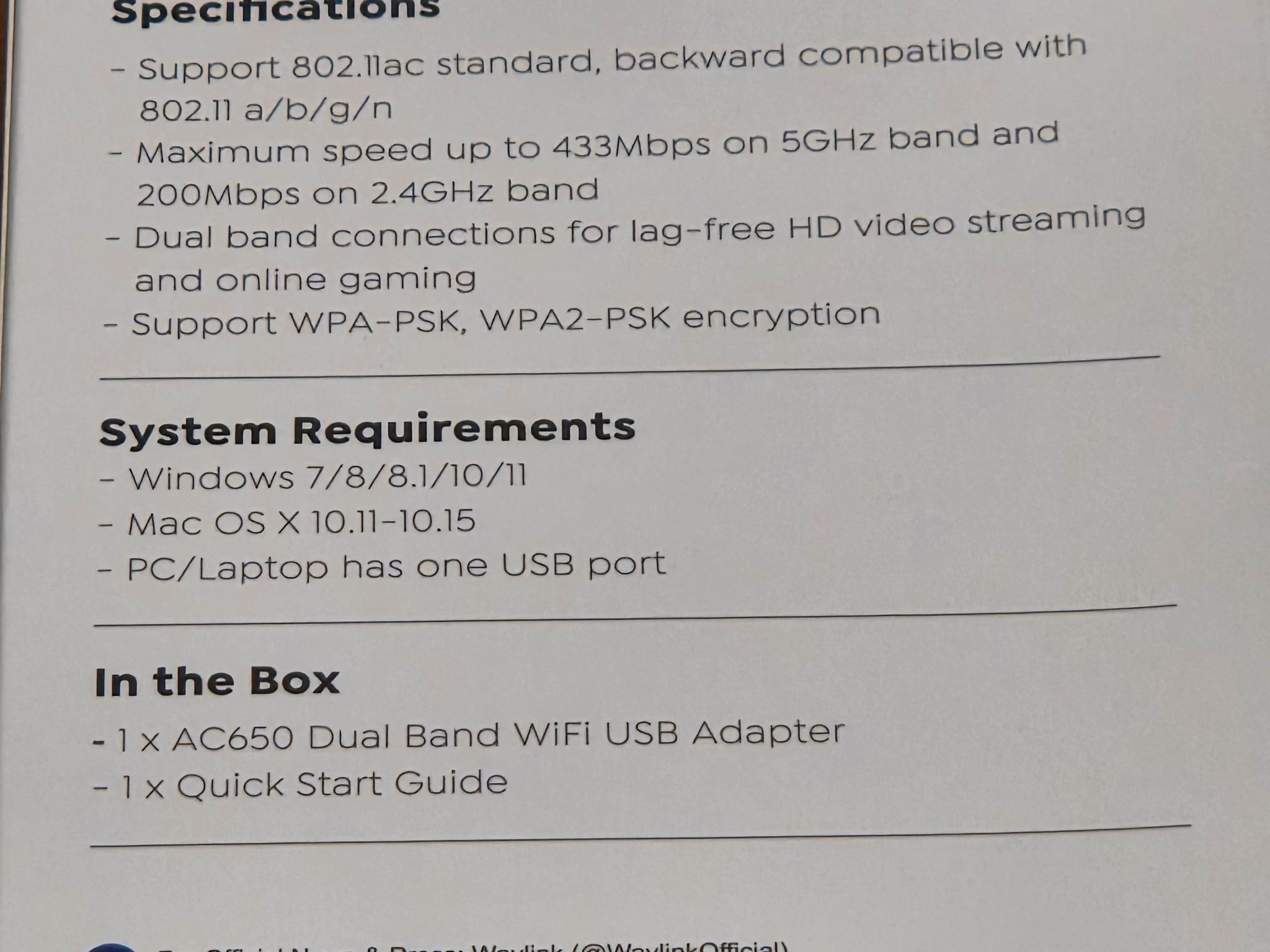WavLink USB Wifi Adapter (Contact us for 90% Discount)