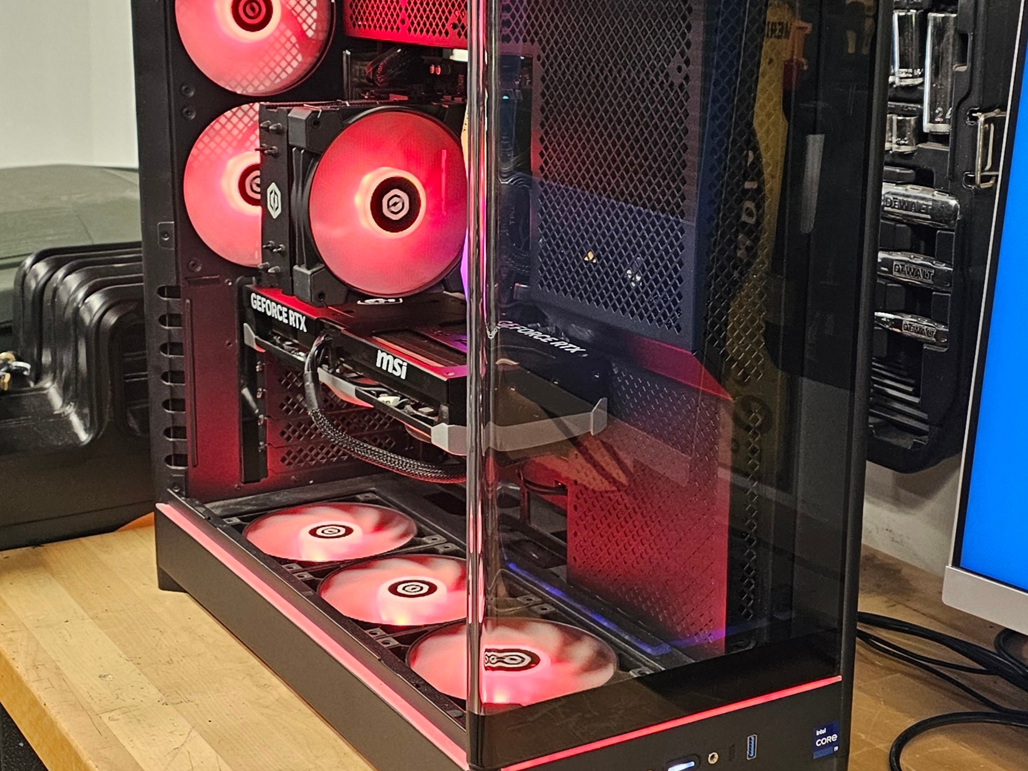 Black CyberPowerPC PC Case with Tempered Glass w/ 5 Fans