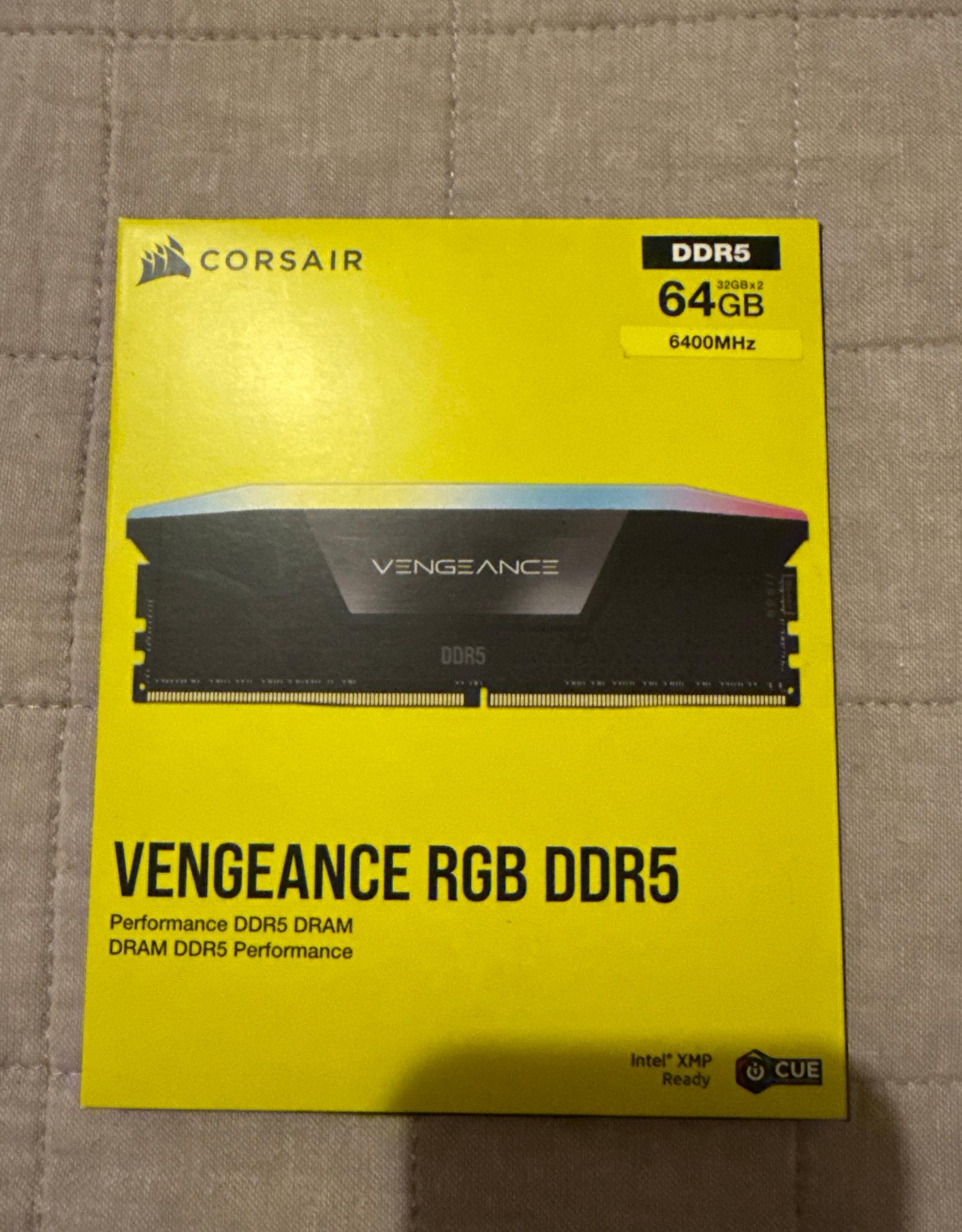 CORSAIR VENGEANCE RGB DDR5 RAM 64GB (2x32GB) 6400MHz C32 UDIMM