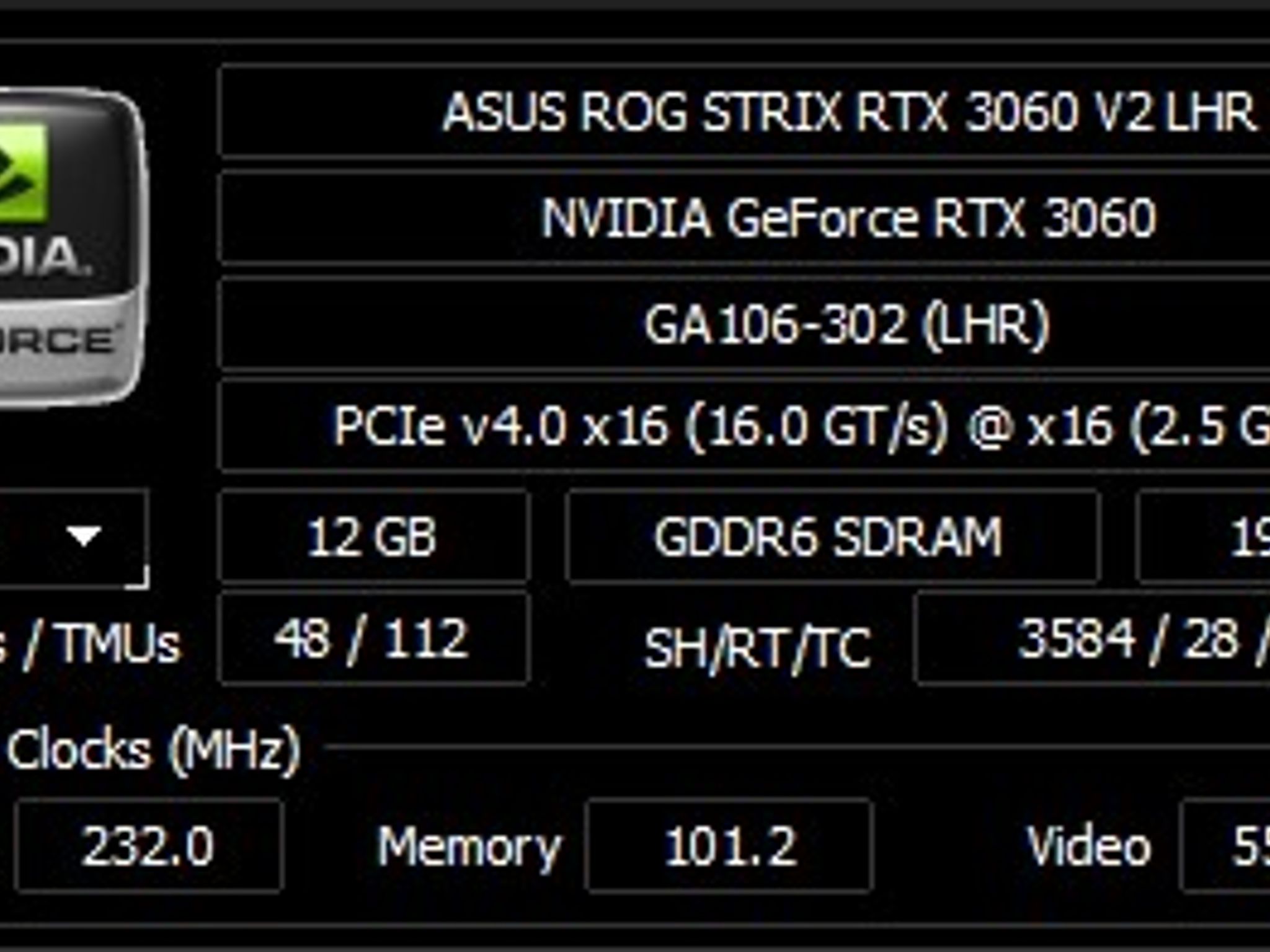 ASUS ROG STRIX GAMING OC GeForce RTX 3060 12GB