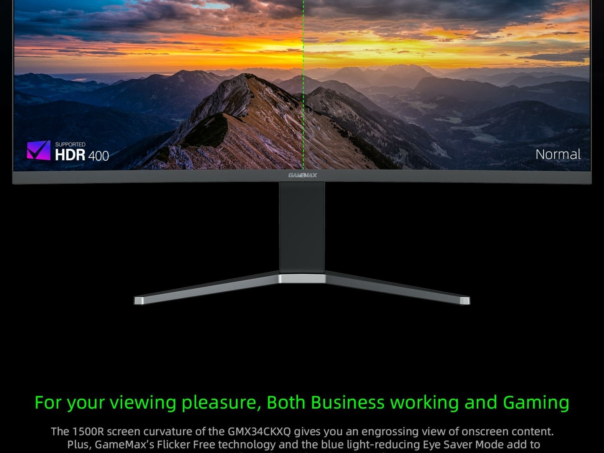GameMax GMX34CKXQ, UltraWide QHD Panel Computer Monitor, 3440 x 1440p Resolution