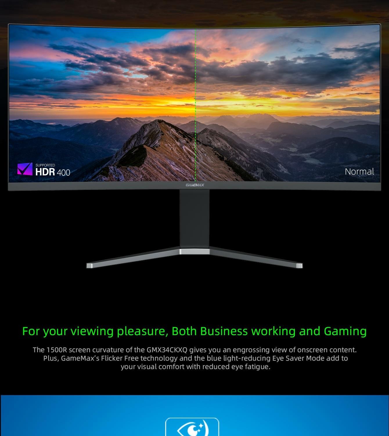 GameMax GMX34CKXQ, UltraWide QHD Panel Computer Monitor, 3440 x 1440p Resolution