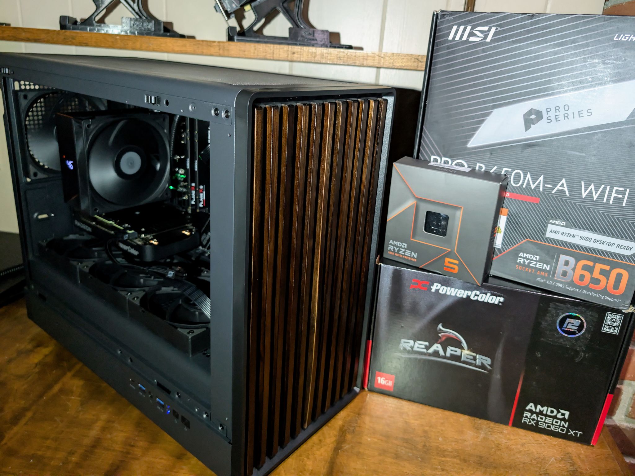 Next-Gen Wood Inspired Gaming PC | Ryzen 5 7600X | 32GB DDR5 6000 | RX 9060 XT 16GB | 1440p Ultra