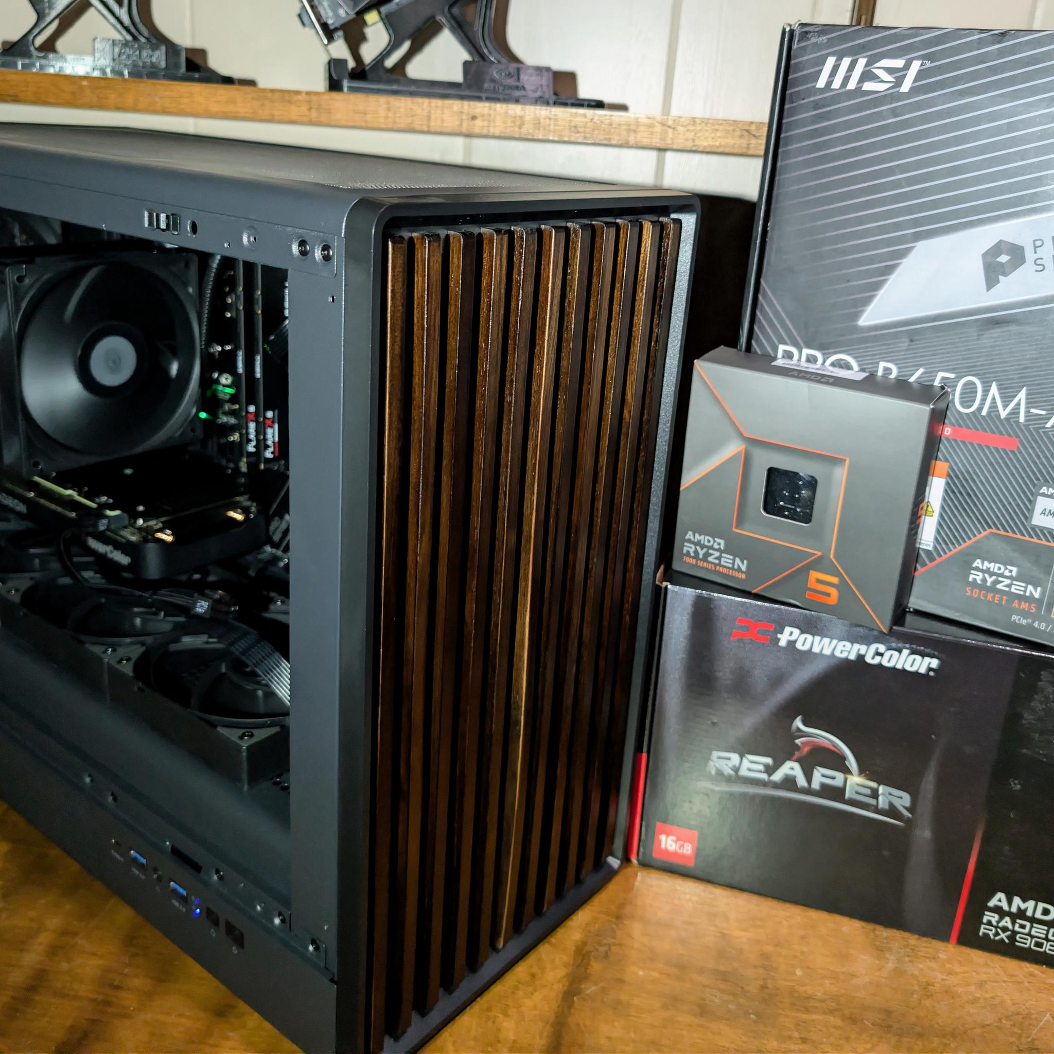 Next-Gen Wood Inspired Gaming PC | Ryzen 5 7600X | 32GB DDR5 6000 | RX 9060 XT 16GB | 1440p Ultra