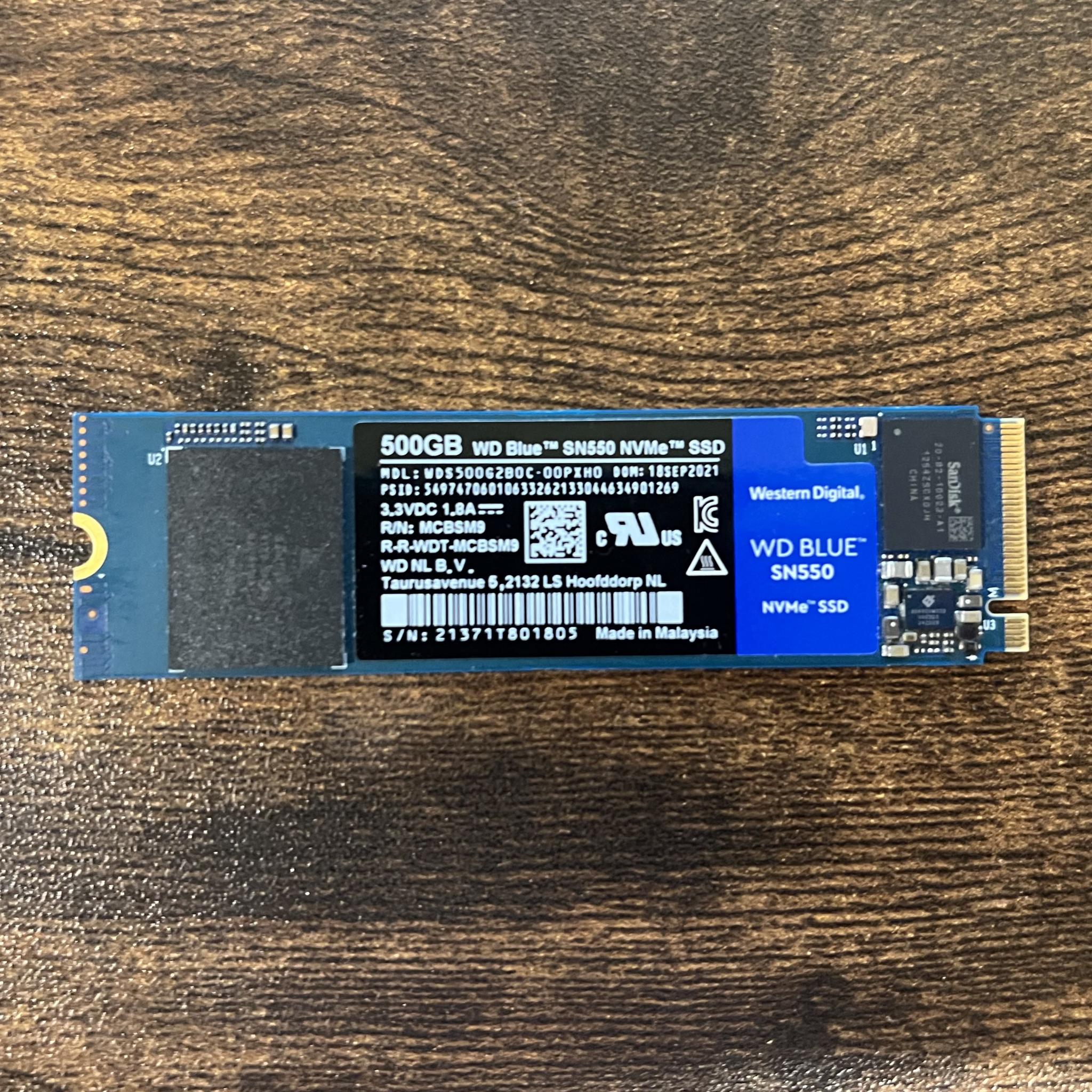 500GB PCIe Gen 3.0x4.0 M.2 NVMe SSD WD Blue SN550 - 95% Health
