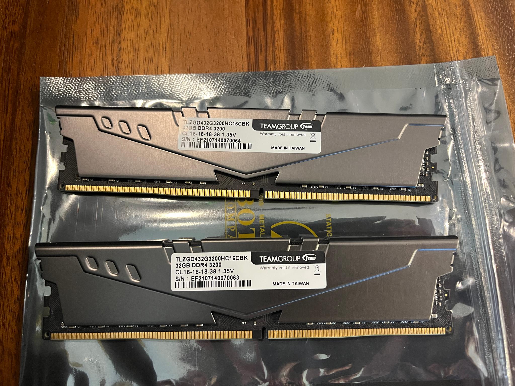 64GB TeamGroup VULCAN Z DDR4 DESKTOP MEMORY 3200MHz 2 x 32GB