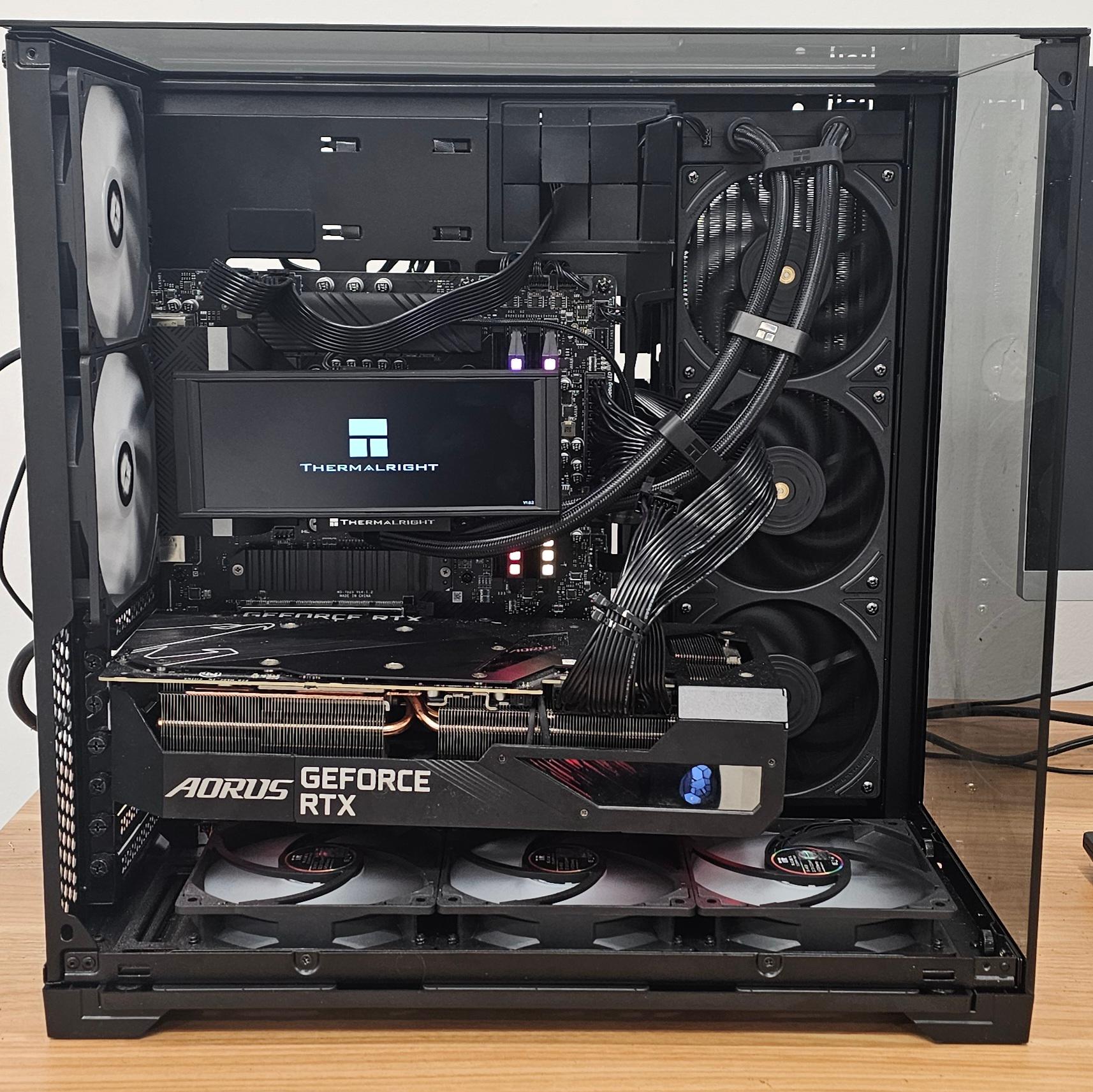 Black PC Case with Tempered Glass w/ 5 Fans