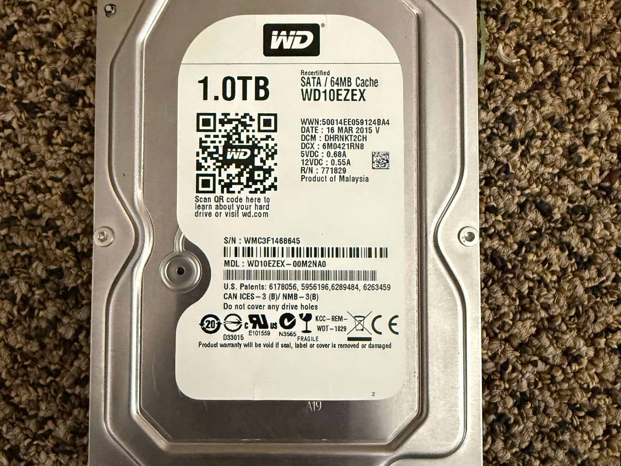 Western Digital 1TB WD Blue PC Internal Hard Drive HDD  - WD10EZEX