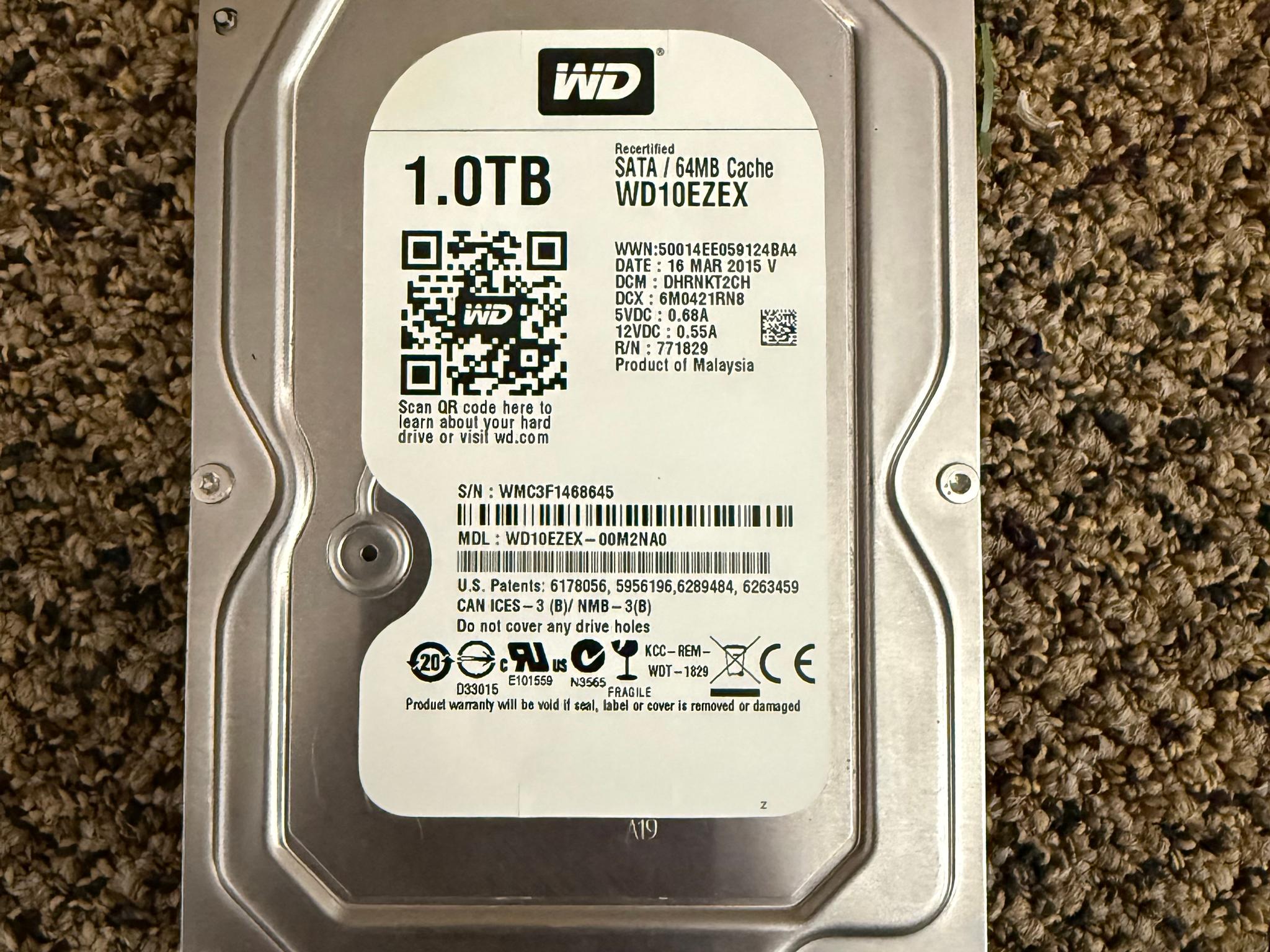Western Digital 1TB WD Blue PC Internal Hard Drive HDD  - WD10EZEX