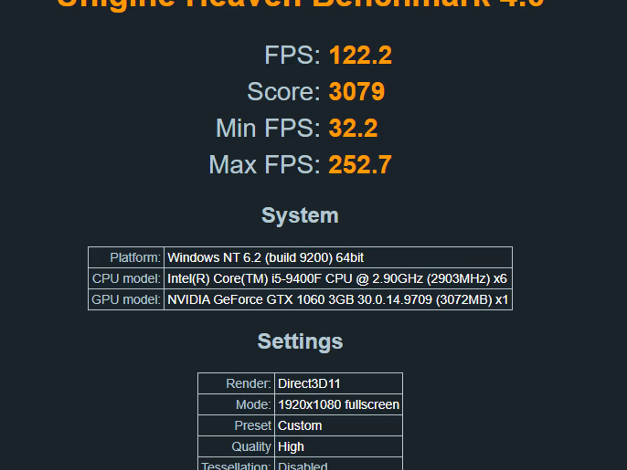 i5 9400f Gtx 1060 3gb All Black Gaming PC
