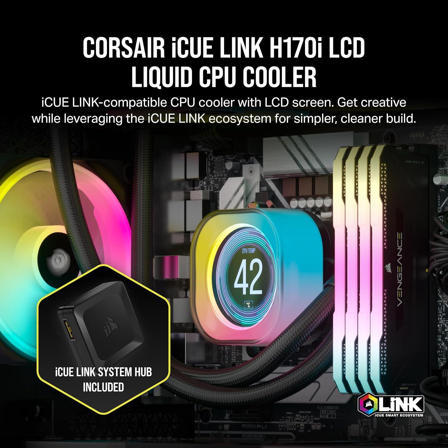 CORSAIR iCUE Link H150i LCD Liquid CPU Cooler - 360mm AIO [Black]