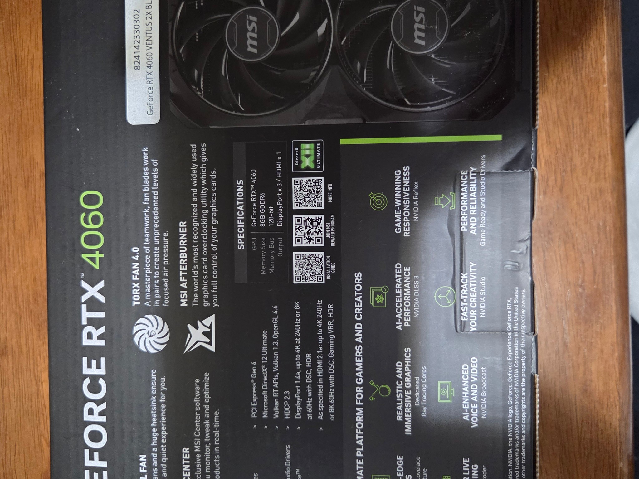 MSI VENTUS 2X BLACK GeForce RTX 4060