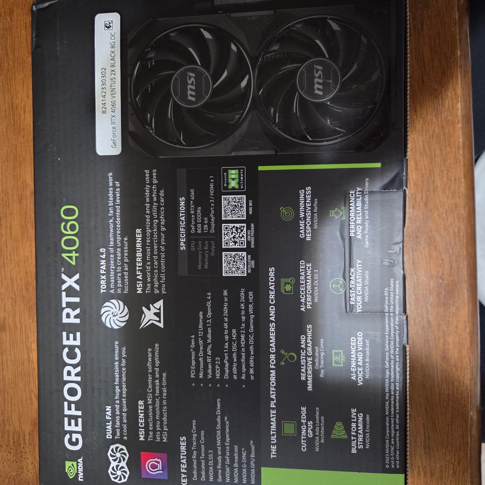 MSI VENTUS 2X BLACK GeForce RTX 4060