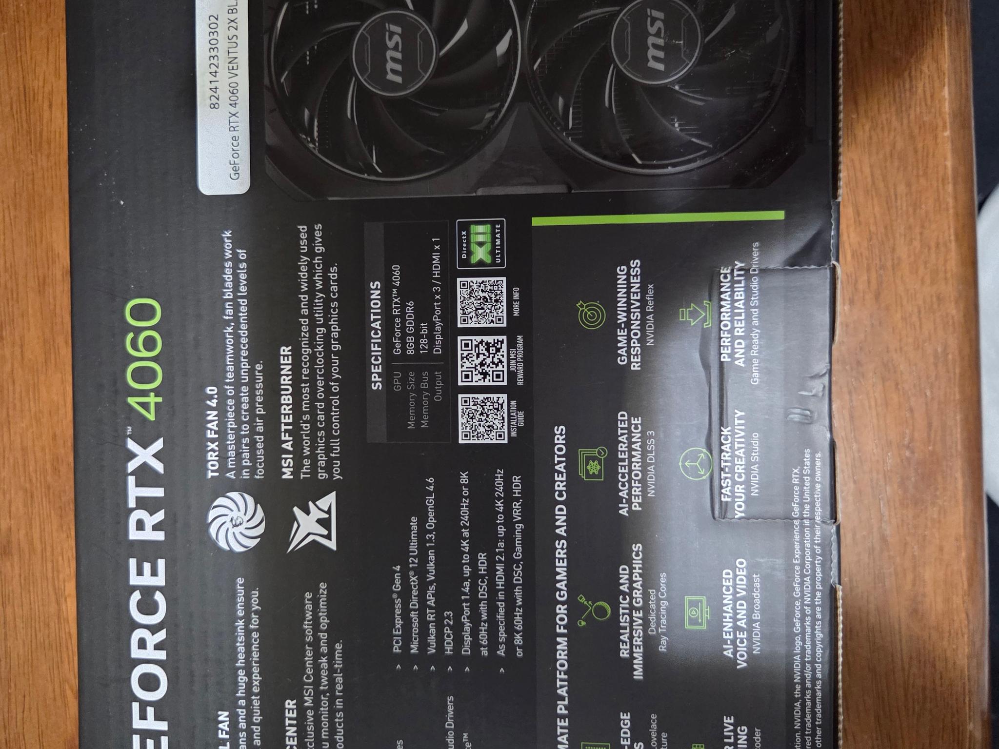 MSI VENTUS 2X BLACK GeForce RTX 4060