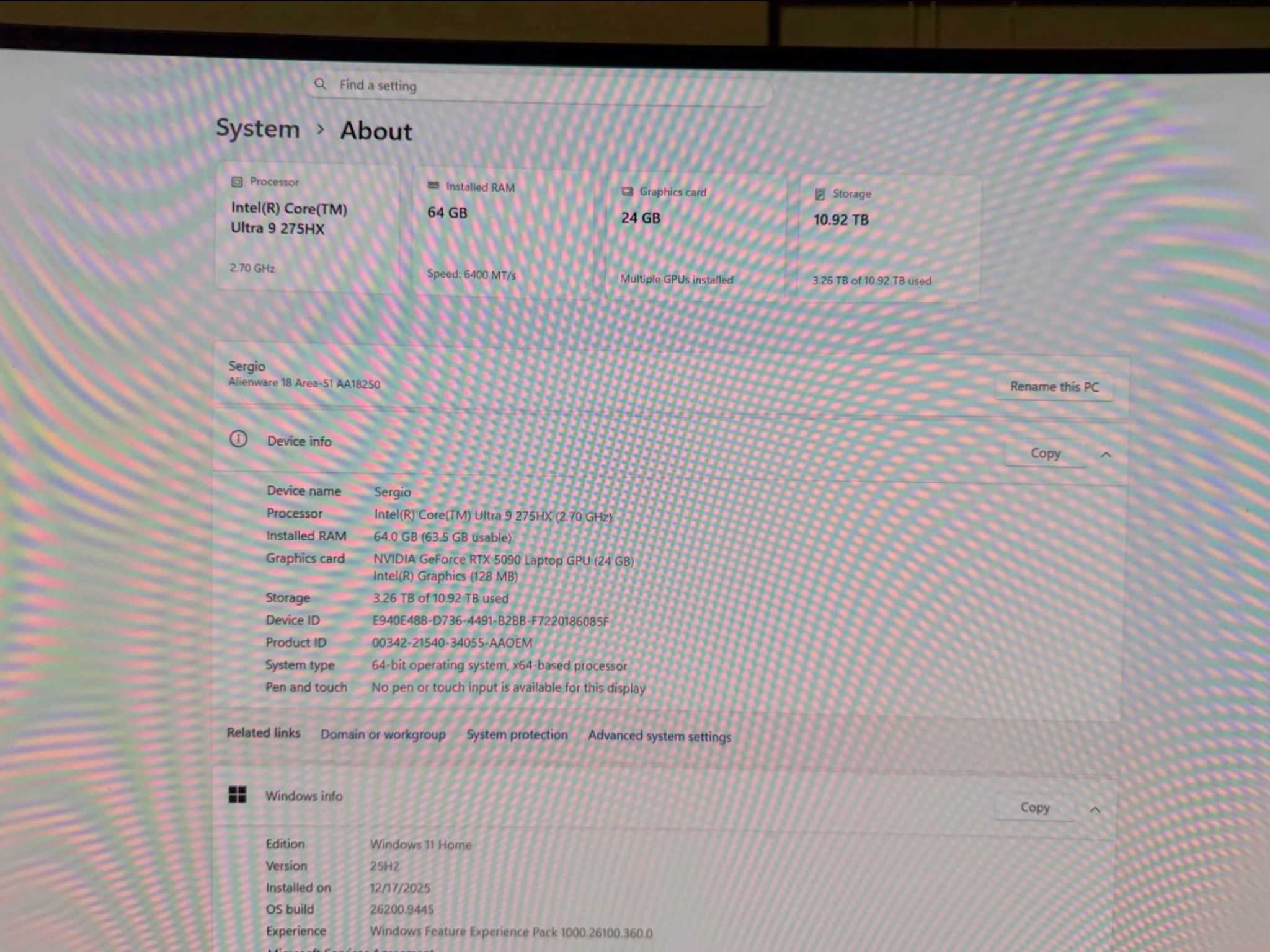 Alienware 18 Area 51 NVIDIA GeForce RTX 5090 24GB GDDR7 12TB Storage Gaming Laptop