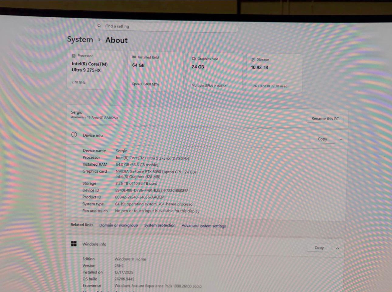 Alienware 18 Area 51 NVIDIA GeForce RTX 5090 24GB GDDR7 12TB Storage Gaming Laptop