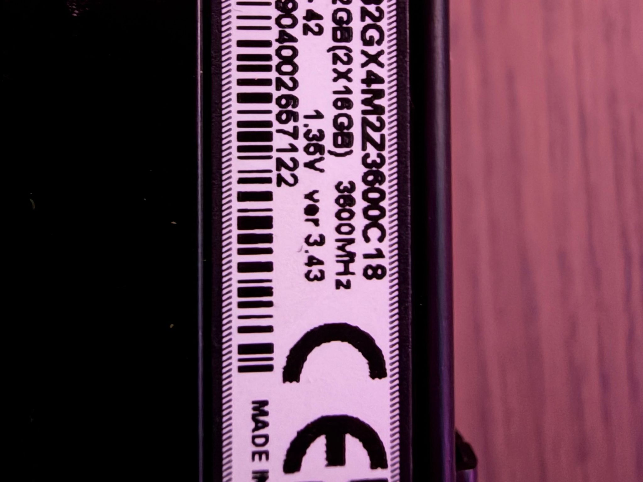 Corsair Vengeance LPX 32 GB (2x 16 GB)DDR4 3600 MHz
