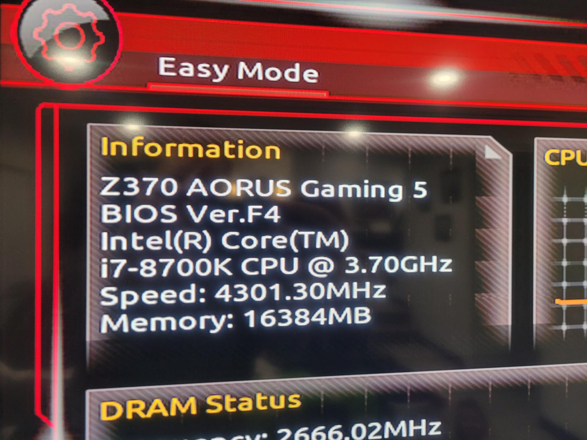 Z370 AORUS Gaming 5 (Wifi) with Intel I7-8700k