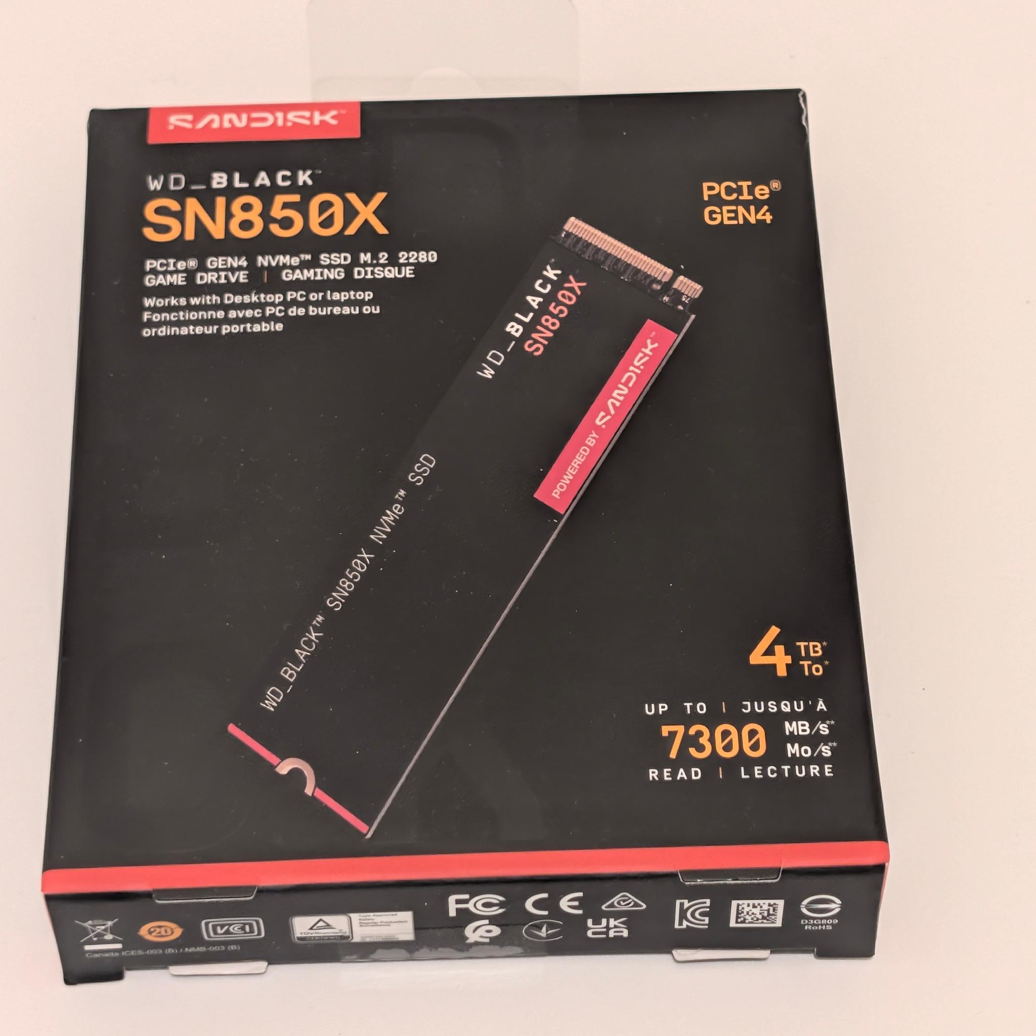 Western Digital WD_BLACK SN850X 4TB NVMe Internal M.2 SSD NEW SEALED w/o heatsink