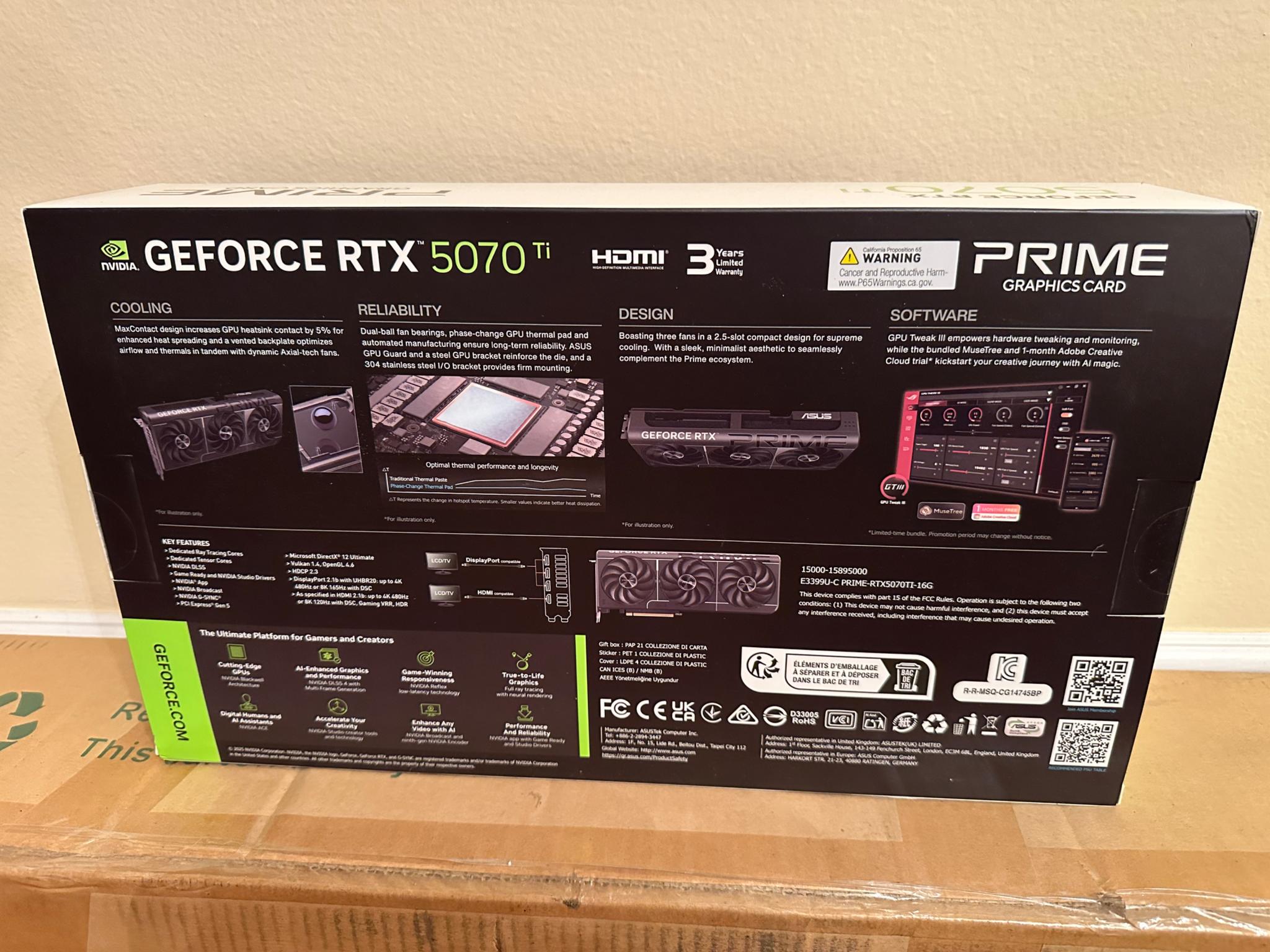 BNIB Asus RTX 5070 ti Prime 16GB