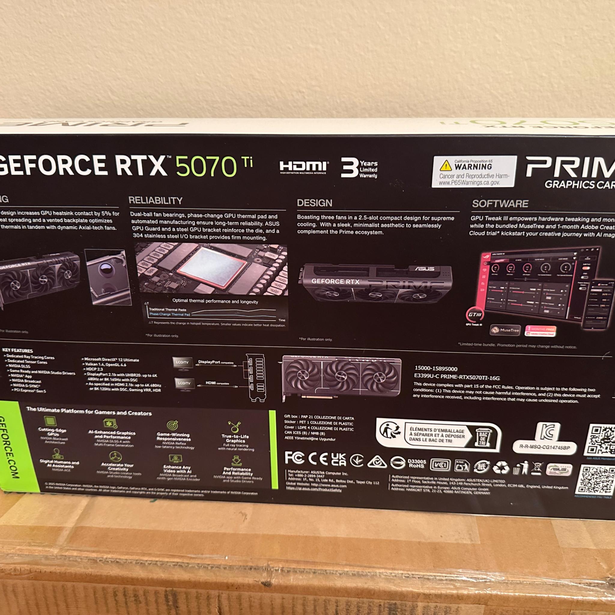 BNIB Asus RTX 5070 ti Prime 16GB
