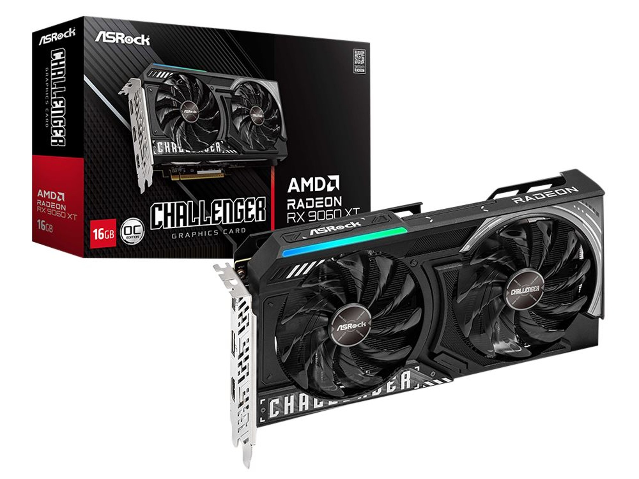Radeon RX 9060 XT 16GB ASRock AMD Challenger Dual Fan PCIe 5.0 Graphics Card