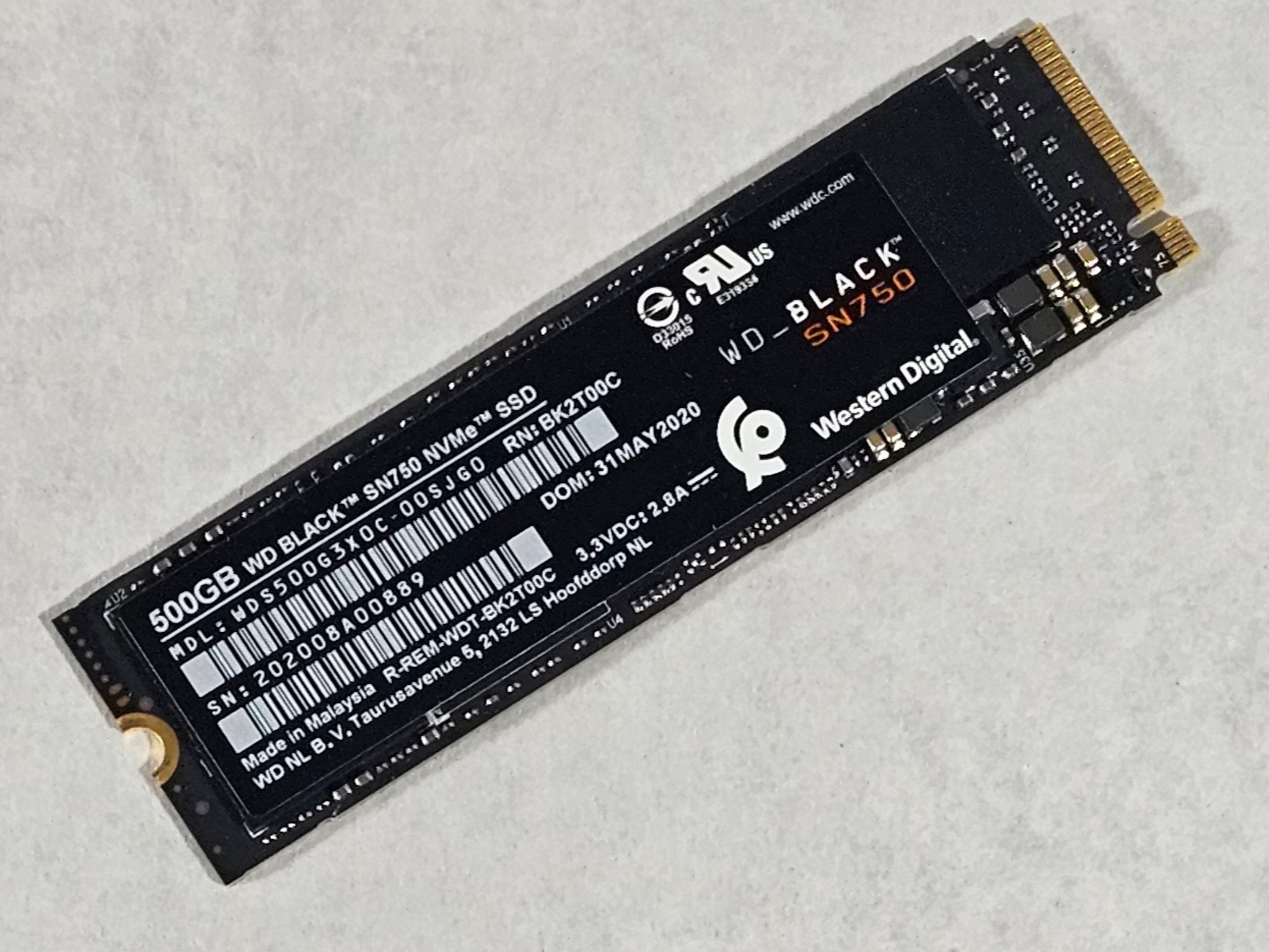 500GB NVMe M.2 SSD WD Black SN750 Gen3