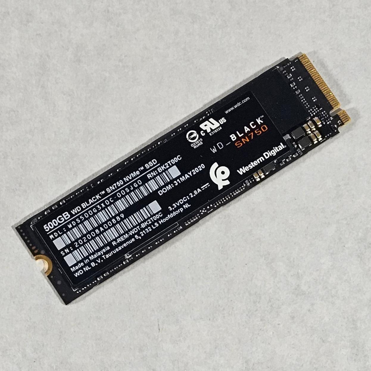 500GB NVMe M.2 SSD WD Black SN750 Gen3