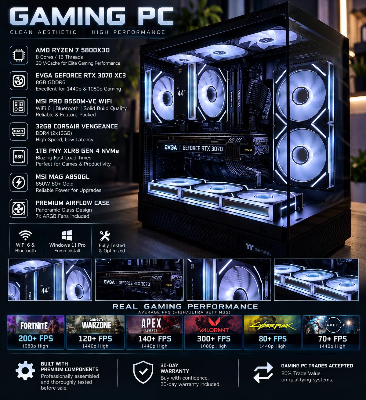 🔥 Ryzen 7 5800X3D + RTX 3070 Gaming PC | 32GB RAM | 1TB NVMe 🔥
