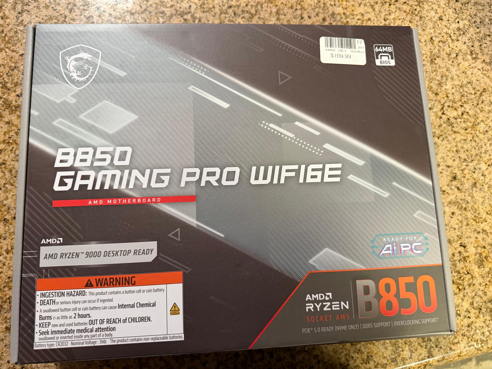 NEW MSI B850 GAMING PRO WIFI6E AMD AM5 ATX Motherboard