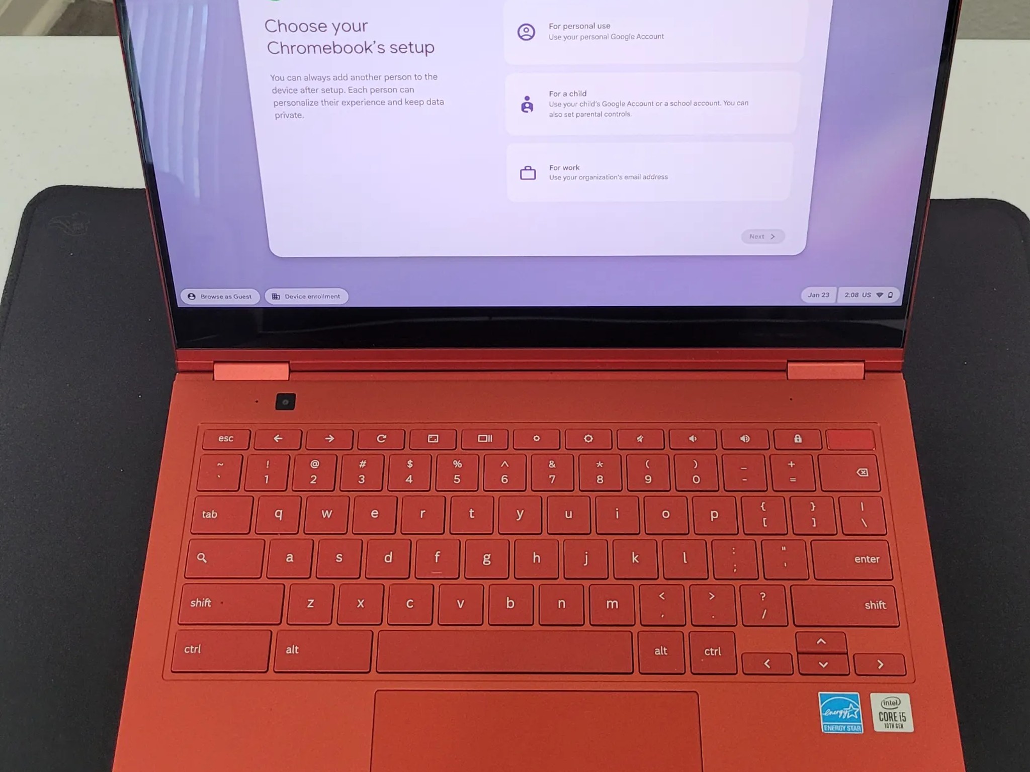 Samsung Galaxy 13.3" 4K Touch-Screen Chromebook Intel Core i5 8GB RAM 256GB SSD Fiesta Red