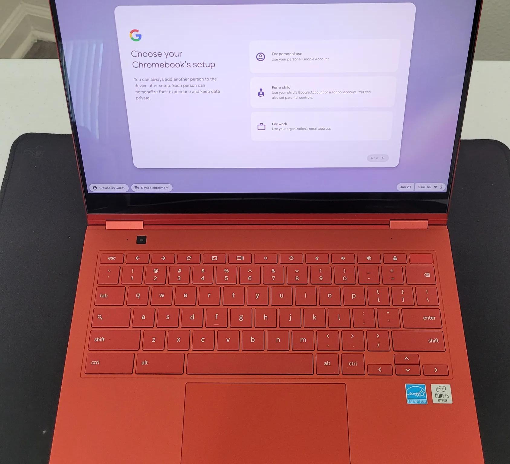 Samsung Galaxy 13.3" 4K Touch-Screen Chromebook Intel Core i5 8GB RAM 256GB SSD Fiesta Red