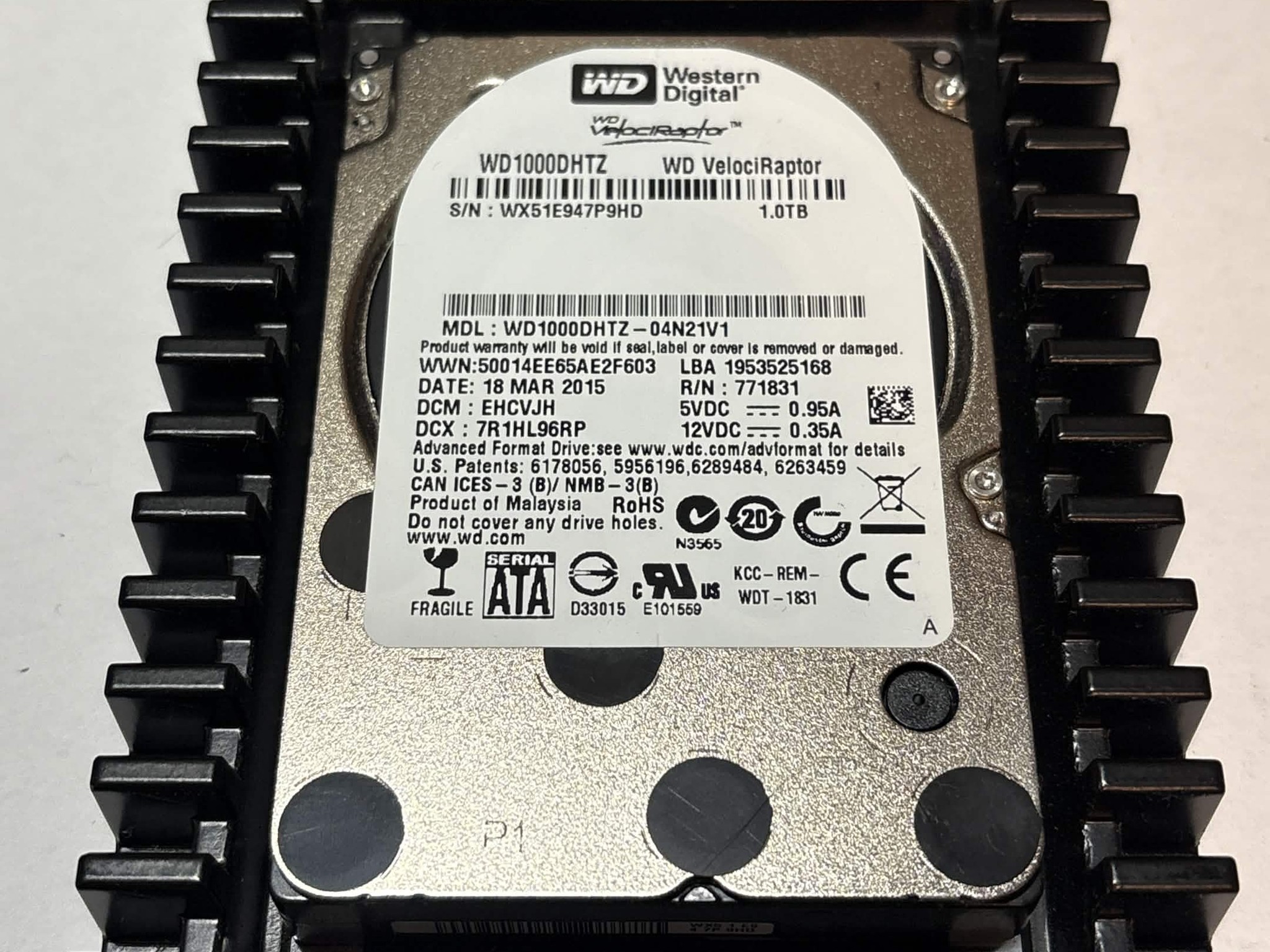 WD VelociRaptor 1TB 10,000 RPM SATA HDD w/ IcePack – WD1000DHTZ – Good SMART
