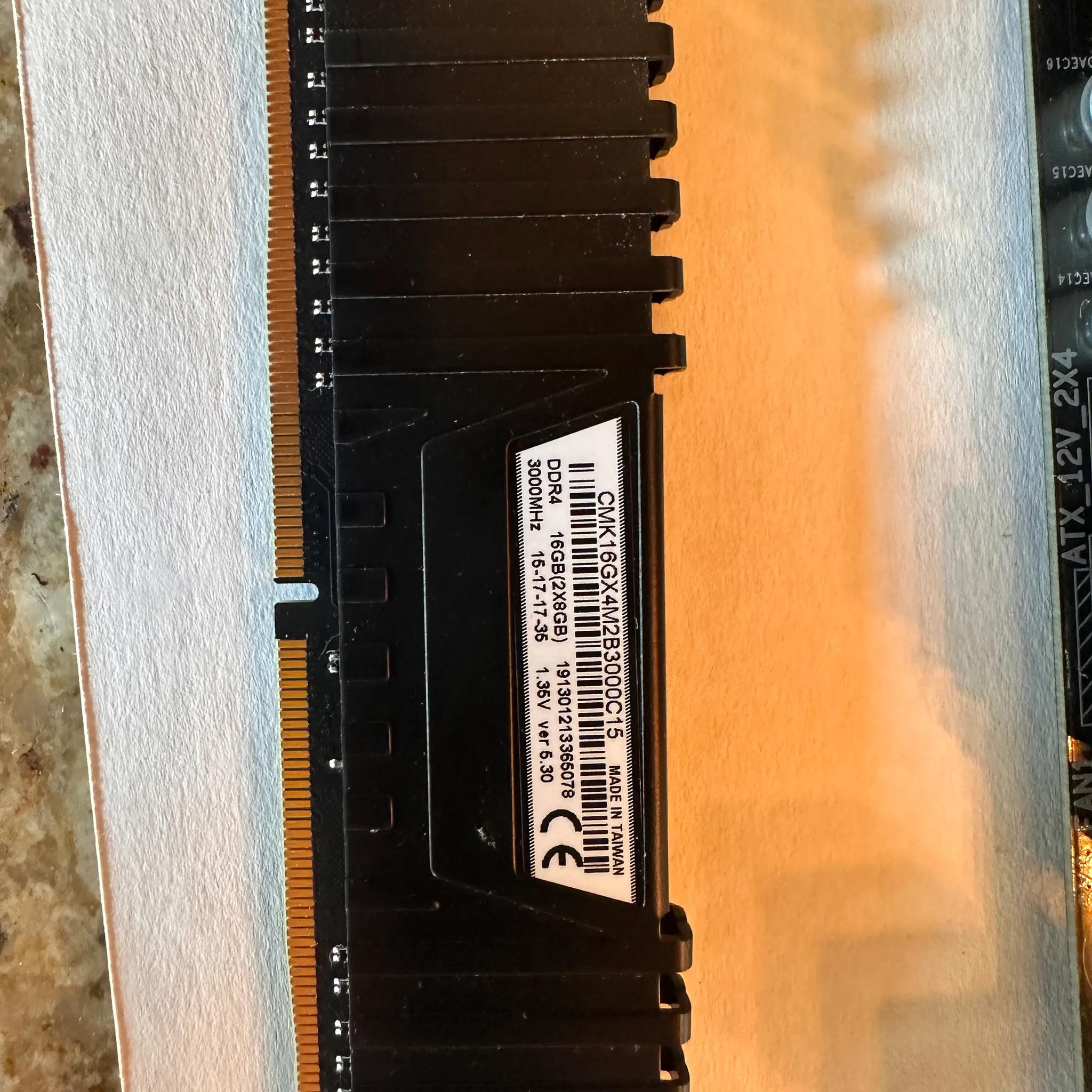 Corsair Vengeance LPX Ram, DDR4 3000 MHz, 2 x 8 GB Sticks, 16GB Total