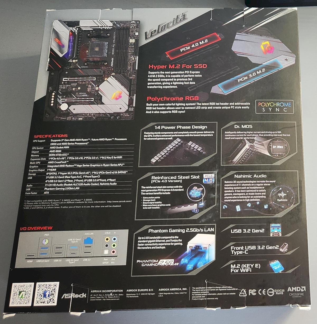 ASrock B550 PG Velocita + Intel AX210 Wifi 6E card + Asus Wifi 6E antenna