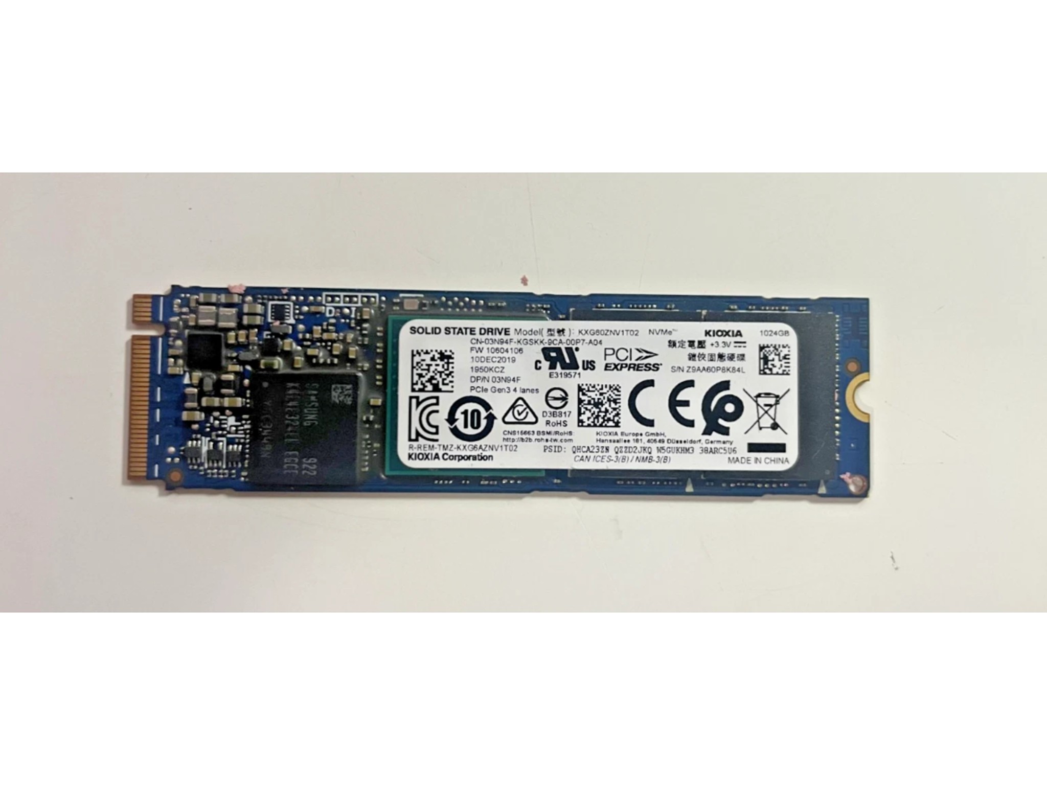 Kioxia 1TB NVMe M.2 2280 PCIe 3.0 x4 Solid State Drive KXG60ZNV1T02