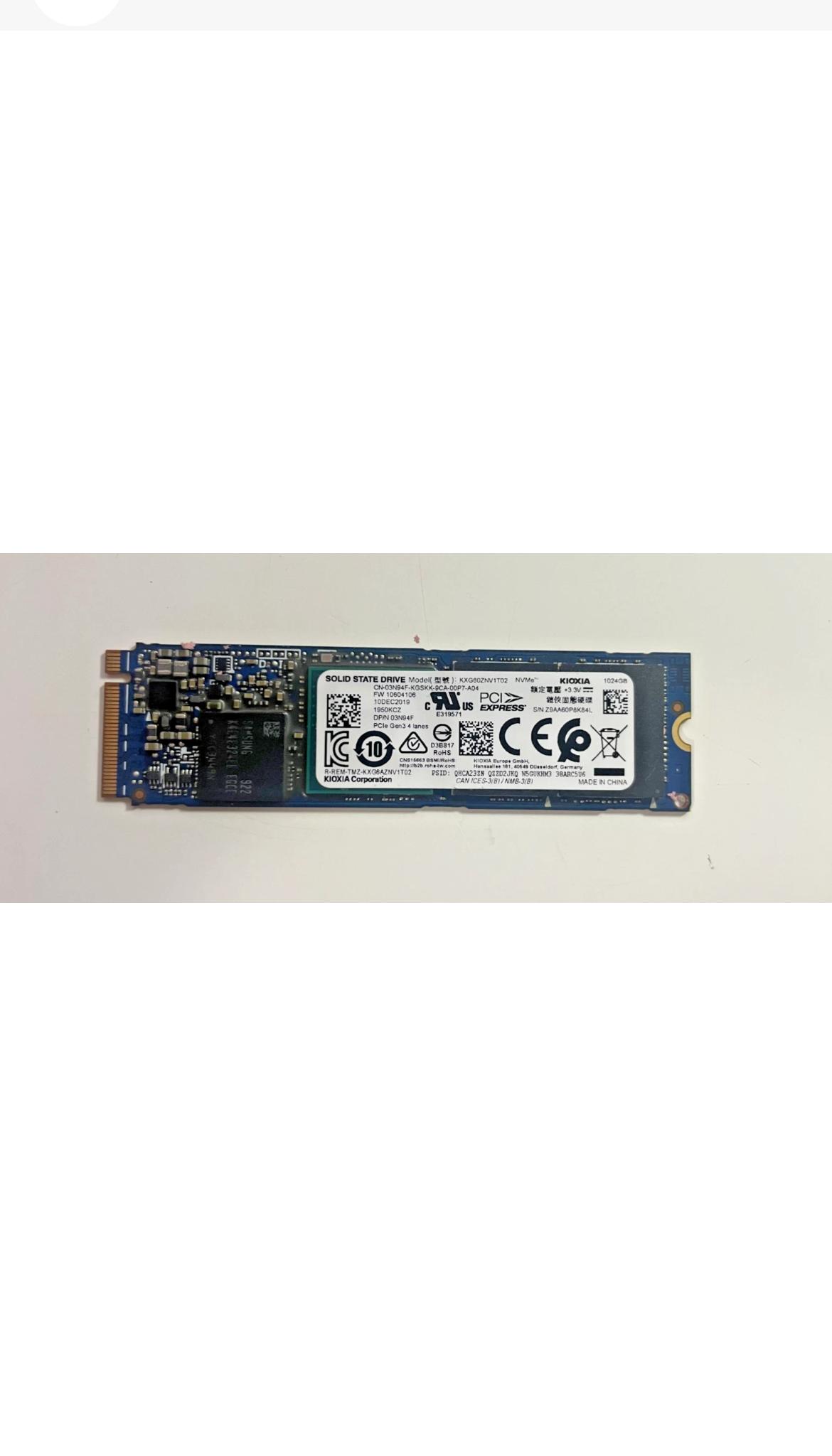 Kioxia 1TB NVMe M.2 2280 PCIe 3.0 x4 Solid State Drive KXG60ZNV1T02