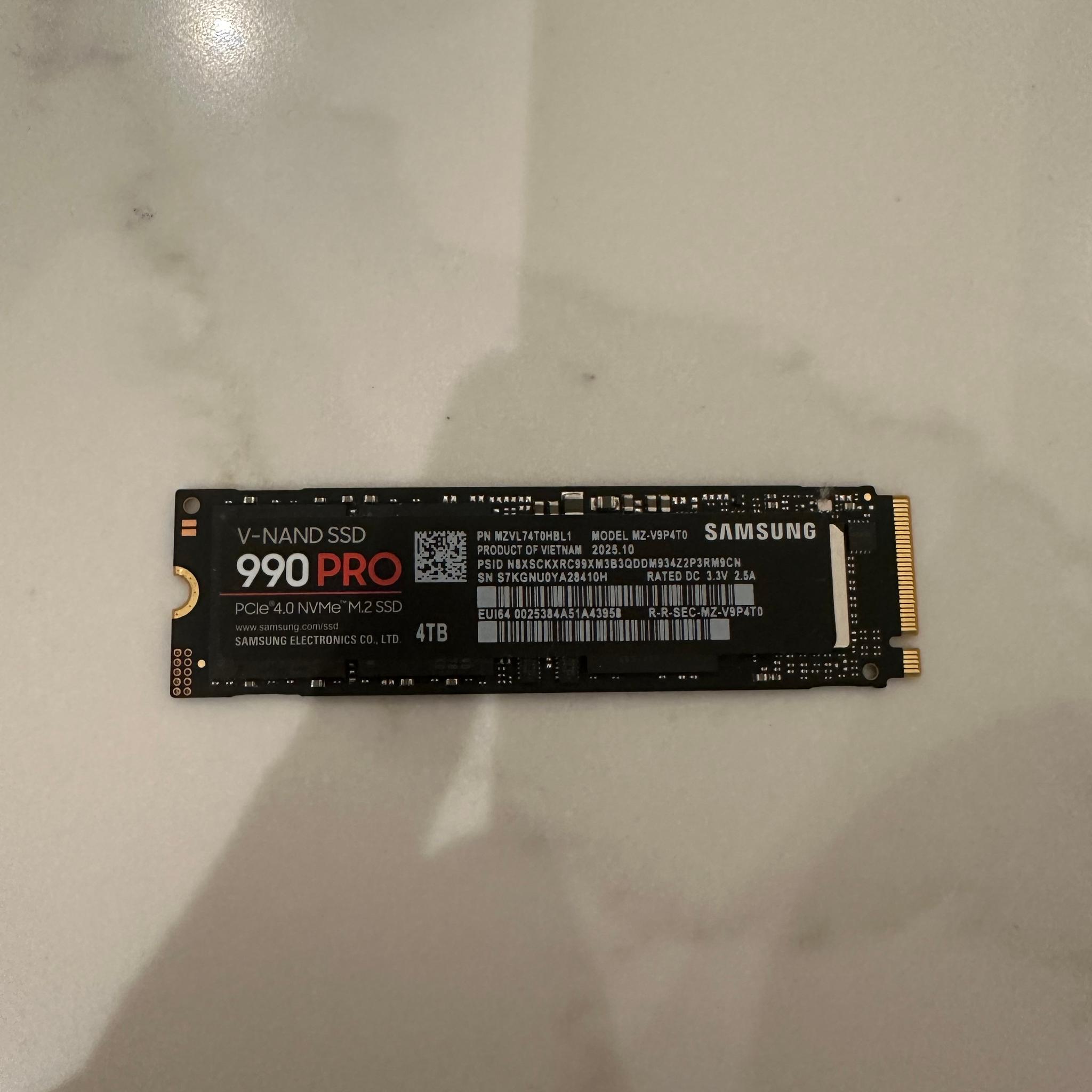 Samsung 990 PRO 4TB NVMe PCIe 4.0 M.2 SSD - Tested Working 98% Health