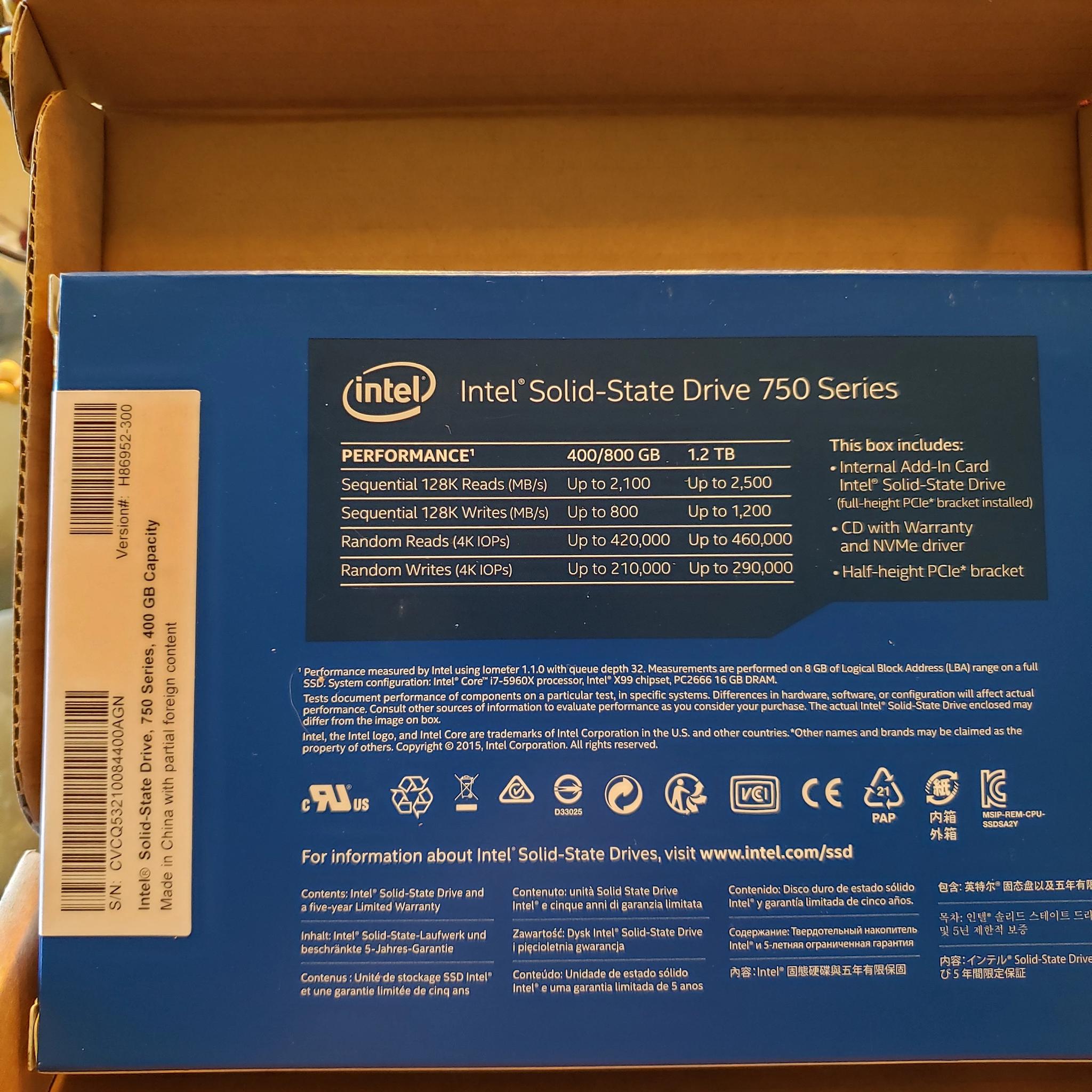 NEW Intel 750 Series Add-In Card - PCIe 3.0 x4 NVMe MLC SSD drive (400GB)
