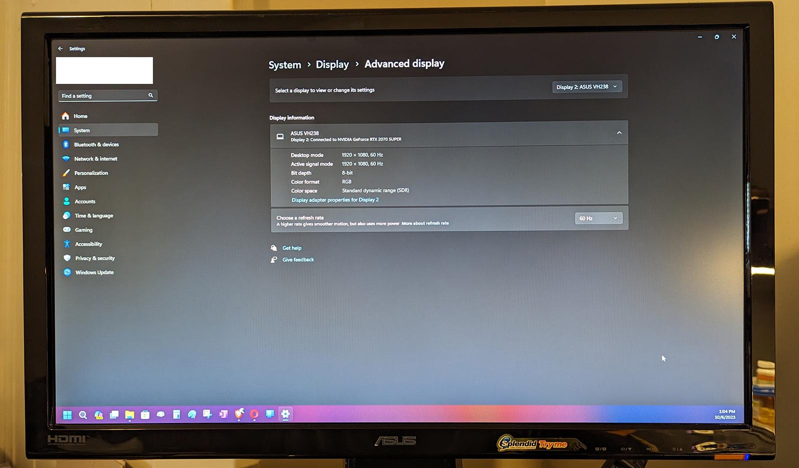 ASUS VH238H Budget Gaming Monitor 1920x1080@60Hz HDMI, DVI, VGA D-Sub inputs