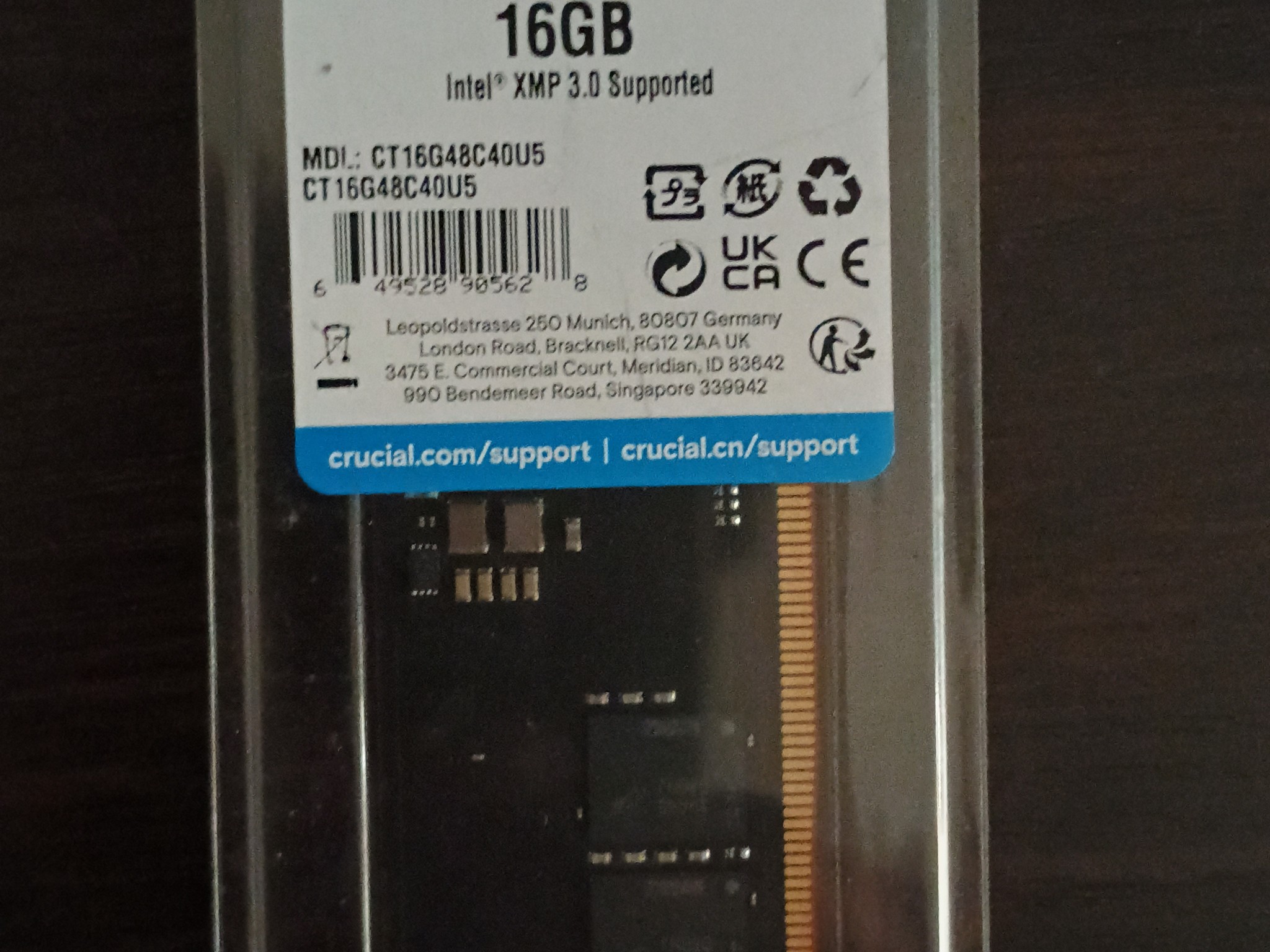 Crucial 16GB DDR5 4800MHZ (single module)