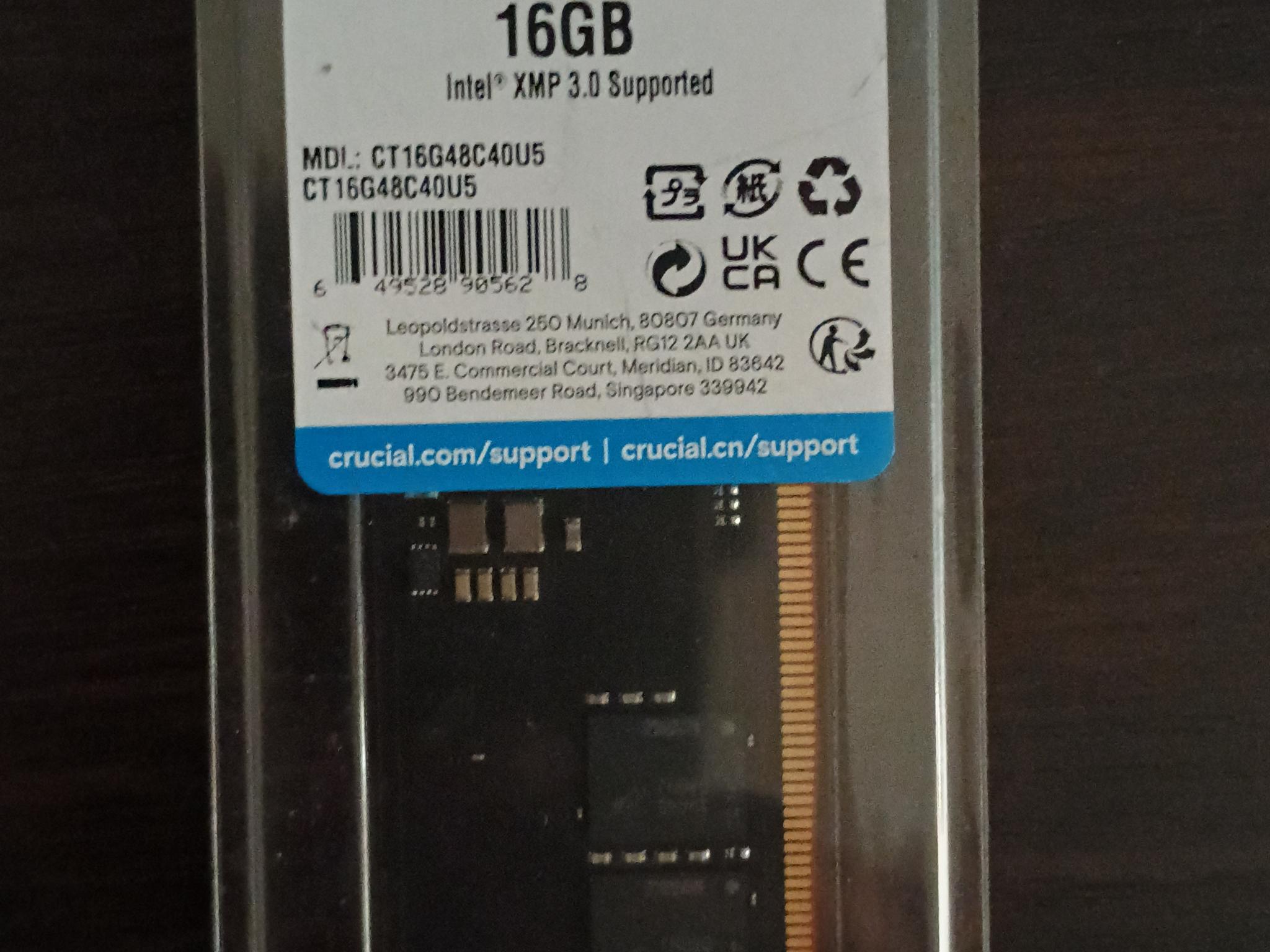 Crucial 16GB DDR5 4800MHZ (single module)