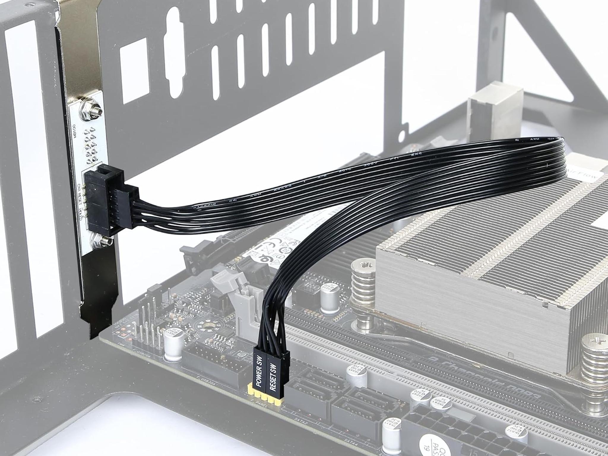 PC Power Switch Extension Cable PCIe Bracket (11.8 inch), 9-Pin Front Panel Header Adapter  *Extras*