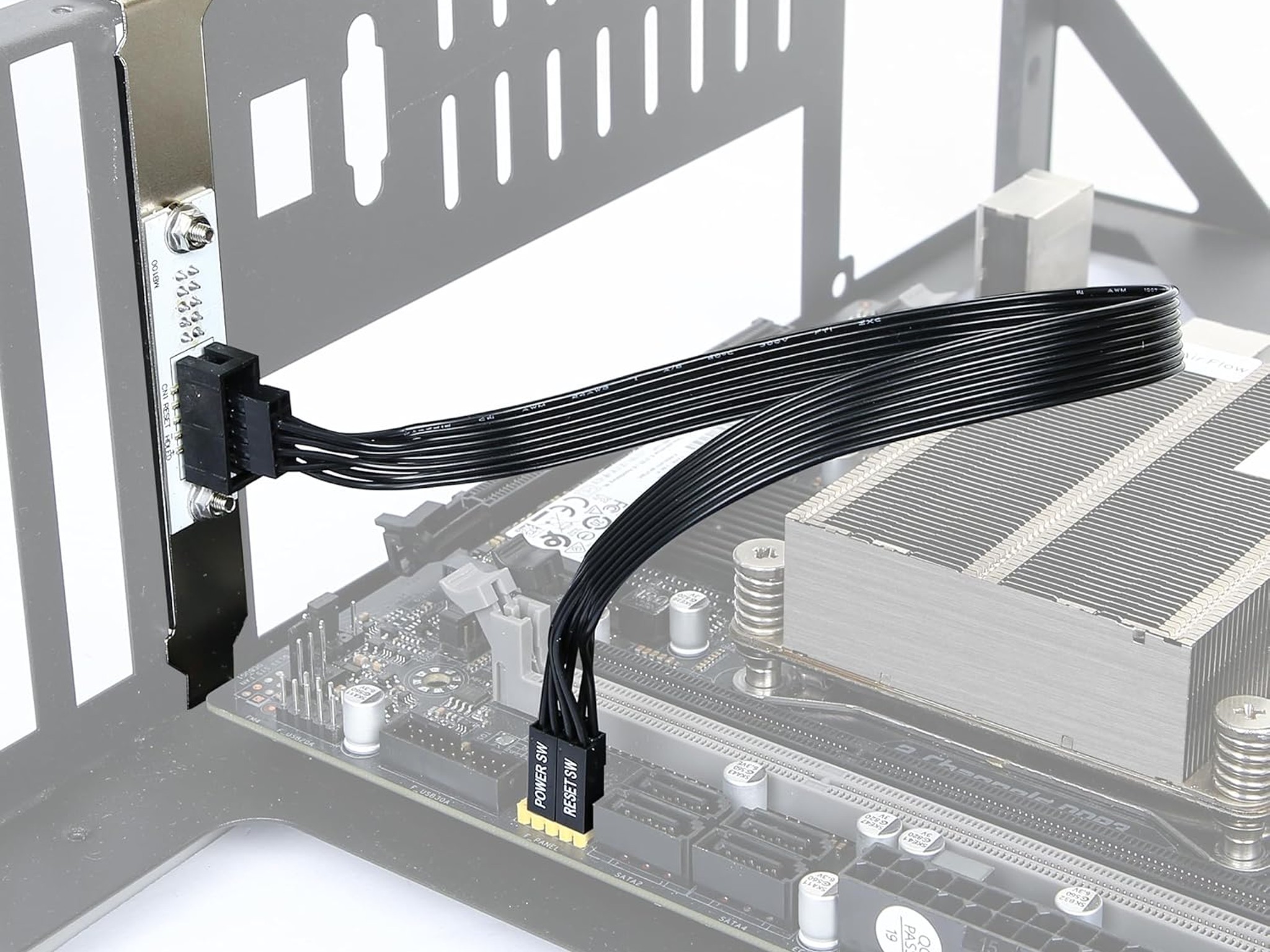 PC Power Switch Extension Cable PCIe Bracket (11.8 inch), 9-Pin Front Panel Header Adapter  *Extras*
